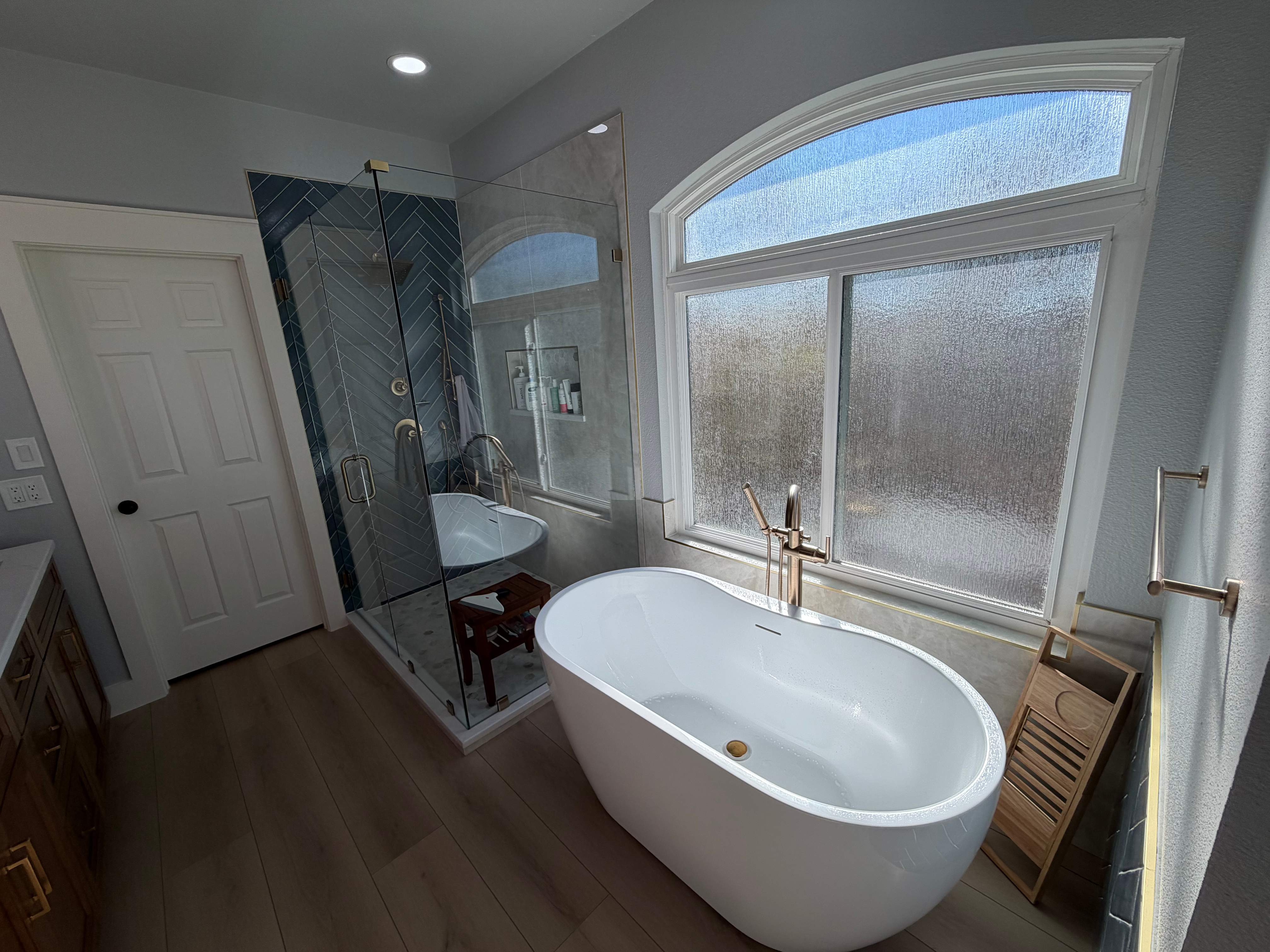Stone Oak Master Bathroom Before and After by Legacy Bath and Kitchen 