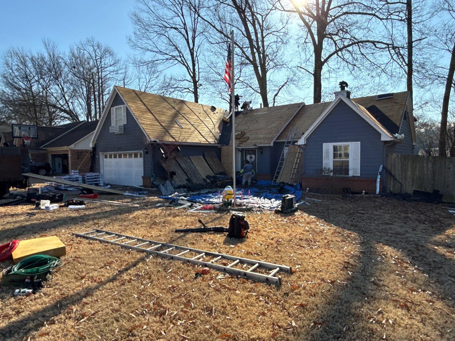Asphalt Shingle Roof Replacement and Decking Repair in Bartlett by Revival Roofing Services