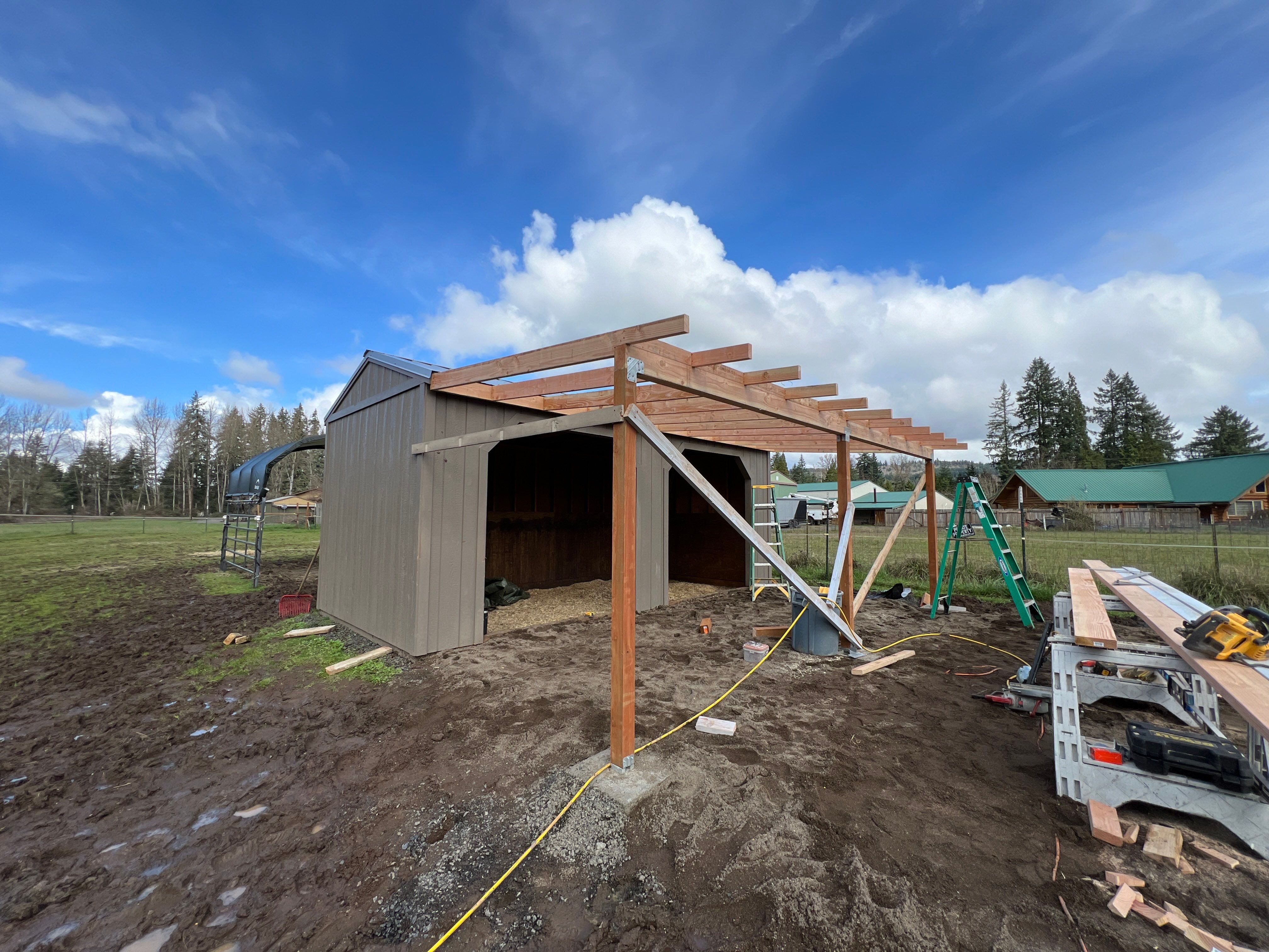 Shed Cover using Pressure Treated Posts by Villegas Remodeling, LLC