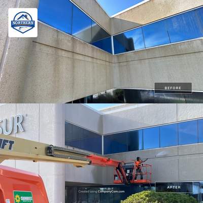 commercial pressure washing using Algaecide, soft wash soap