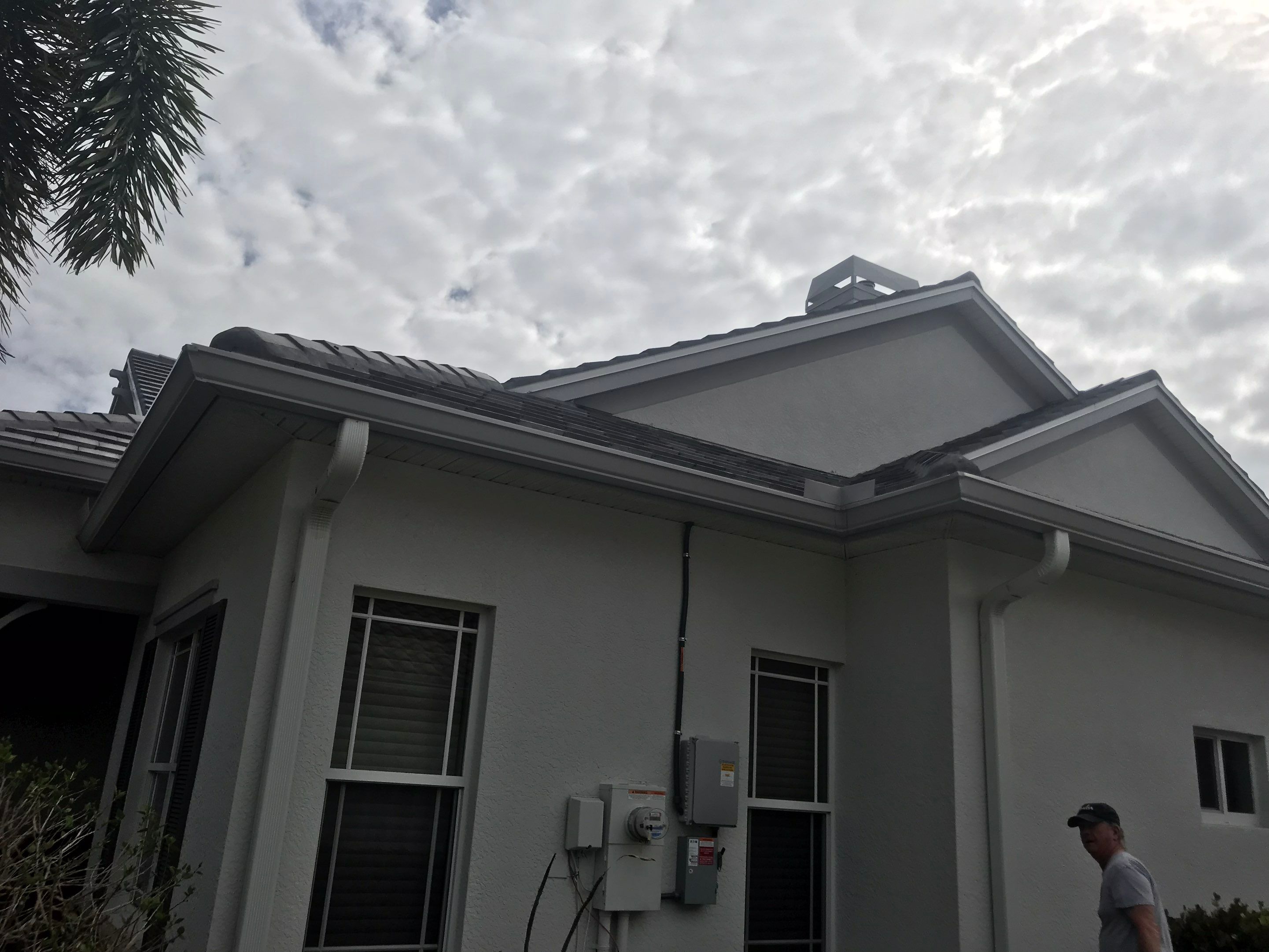 7-inch Grey Gutter Installation and White Downspouts in Fort Myers FL  by Gutter Professors