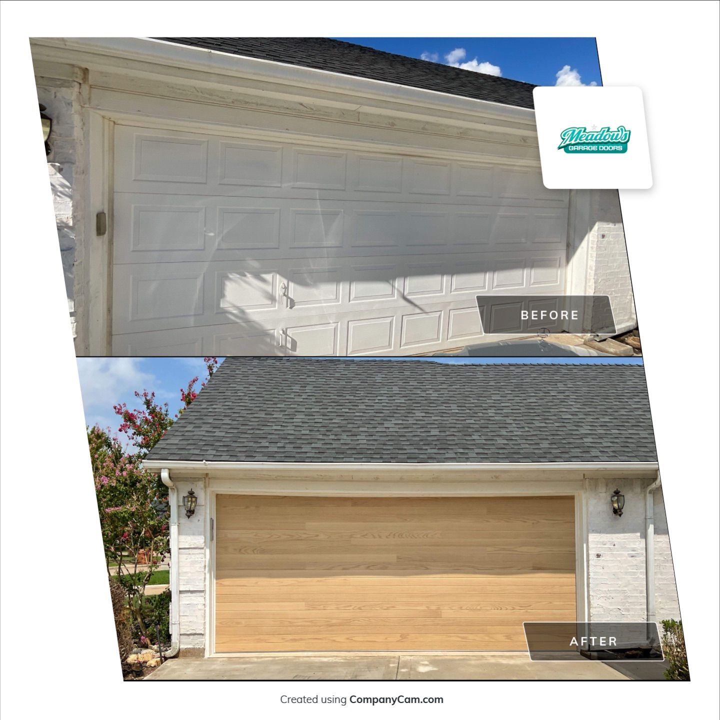 CHI Planks Natural Oak Garage Door Installation in Trophy Club by Meadows Garage Doors