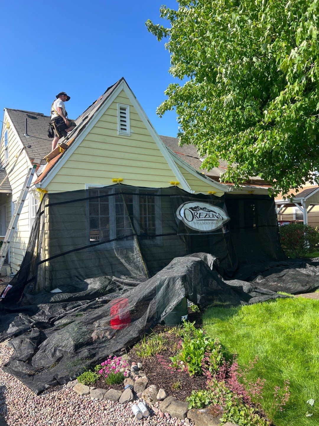 Residential Roof Installation with Added Insulation Barrier  using Malarkey Vista AR Shingles (Color: Storm Grey) by Orezona Building & Roofing Company, Inc.