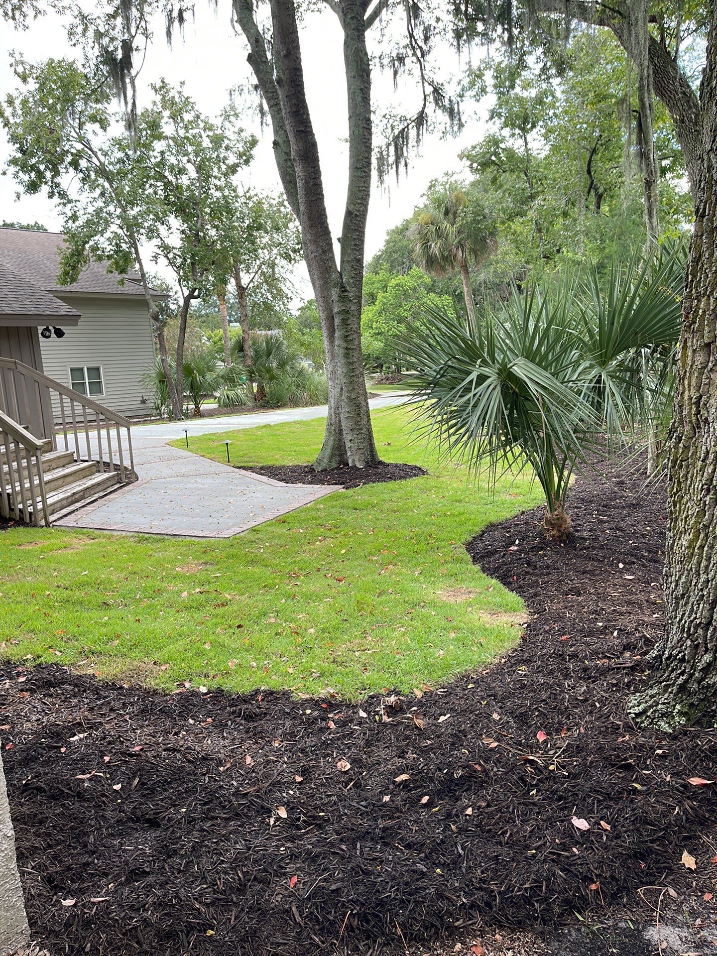 Concrete Driveway Replacement with Brick Paver Accents in Hilton Head Island by Lowcountry Scapes, LLC