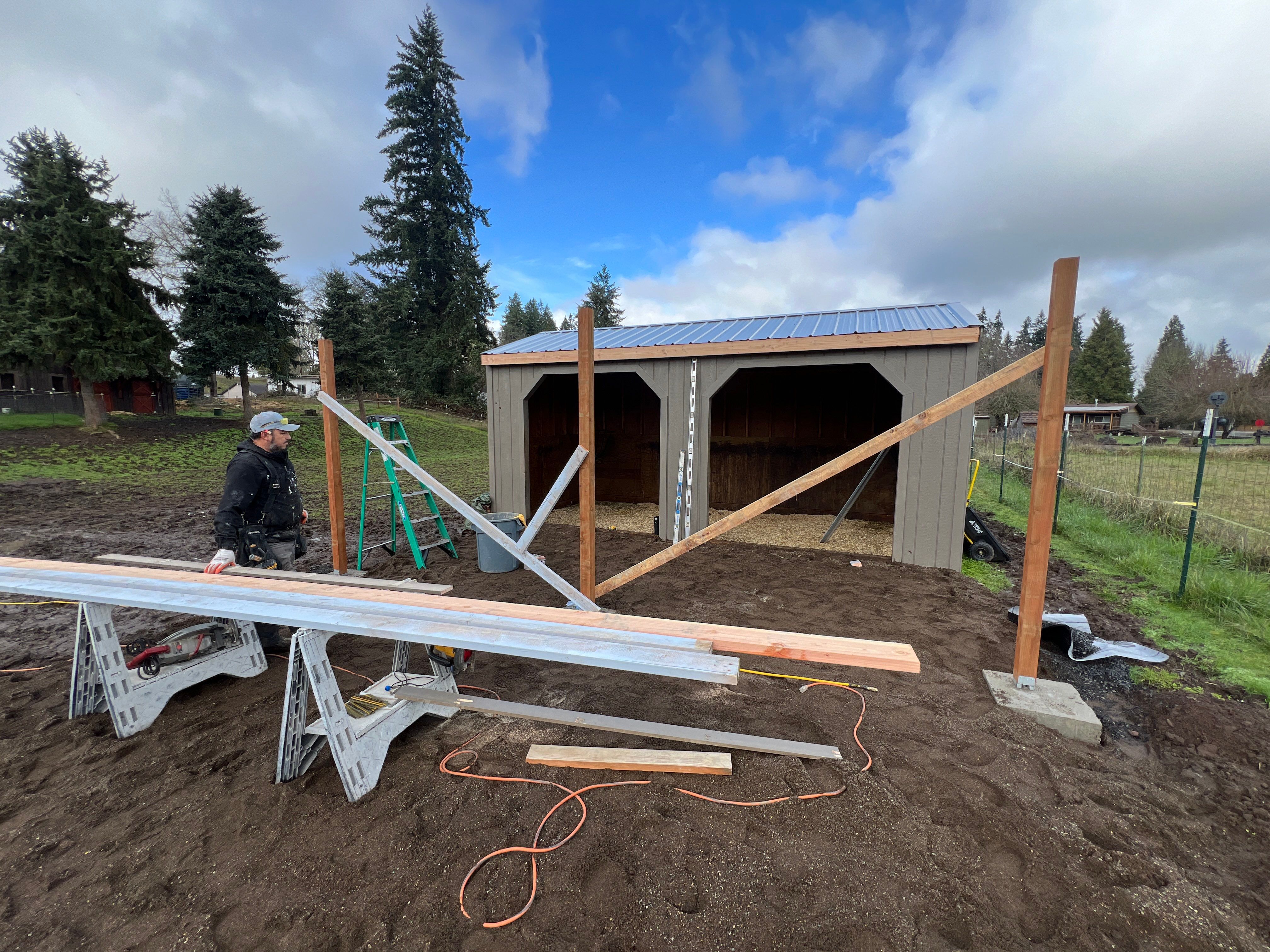 Shed Cover using Pressure Treated Posts by Villegas Remodeling, LLC