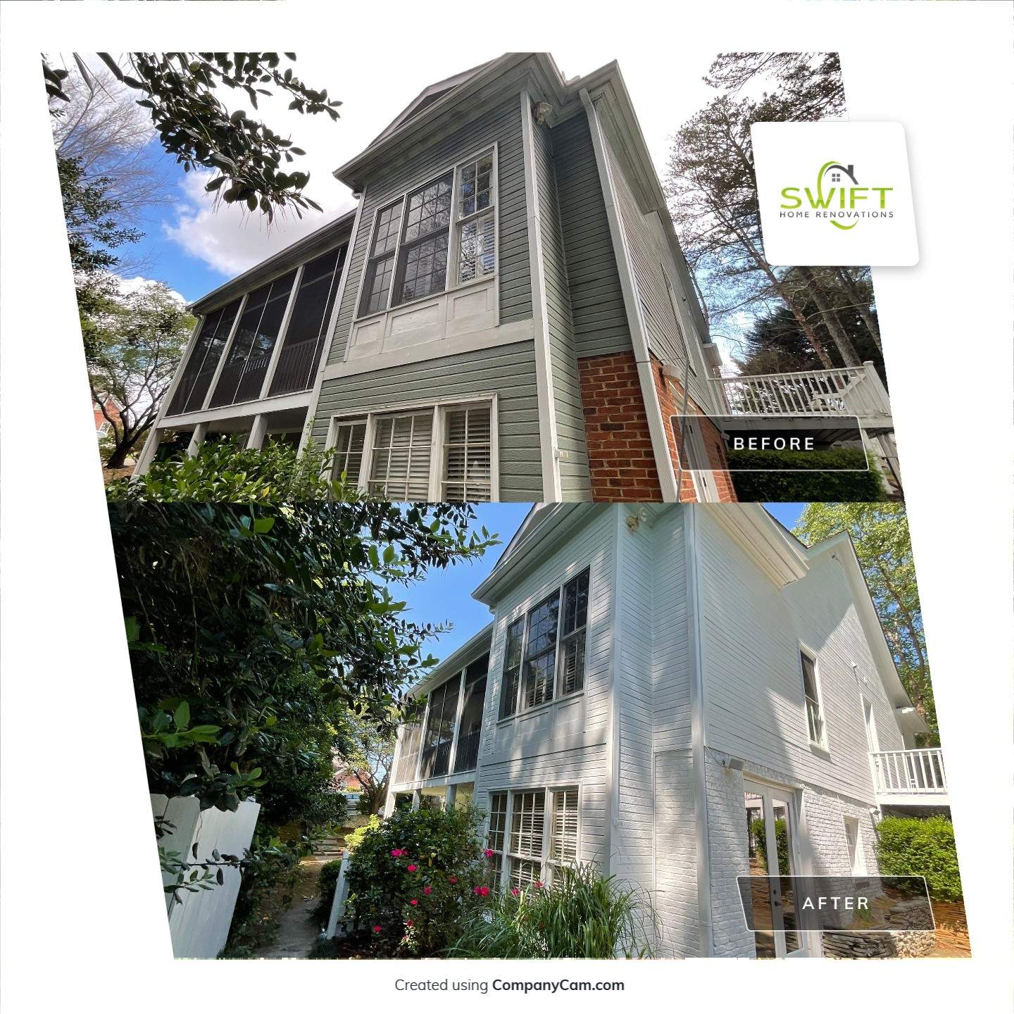 Full Exterior Painting and Brick Refinishing in Dunwoody, Georgia by Swift Home Renovations