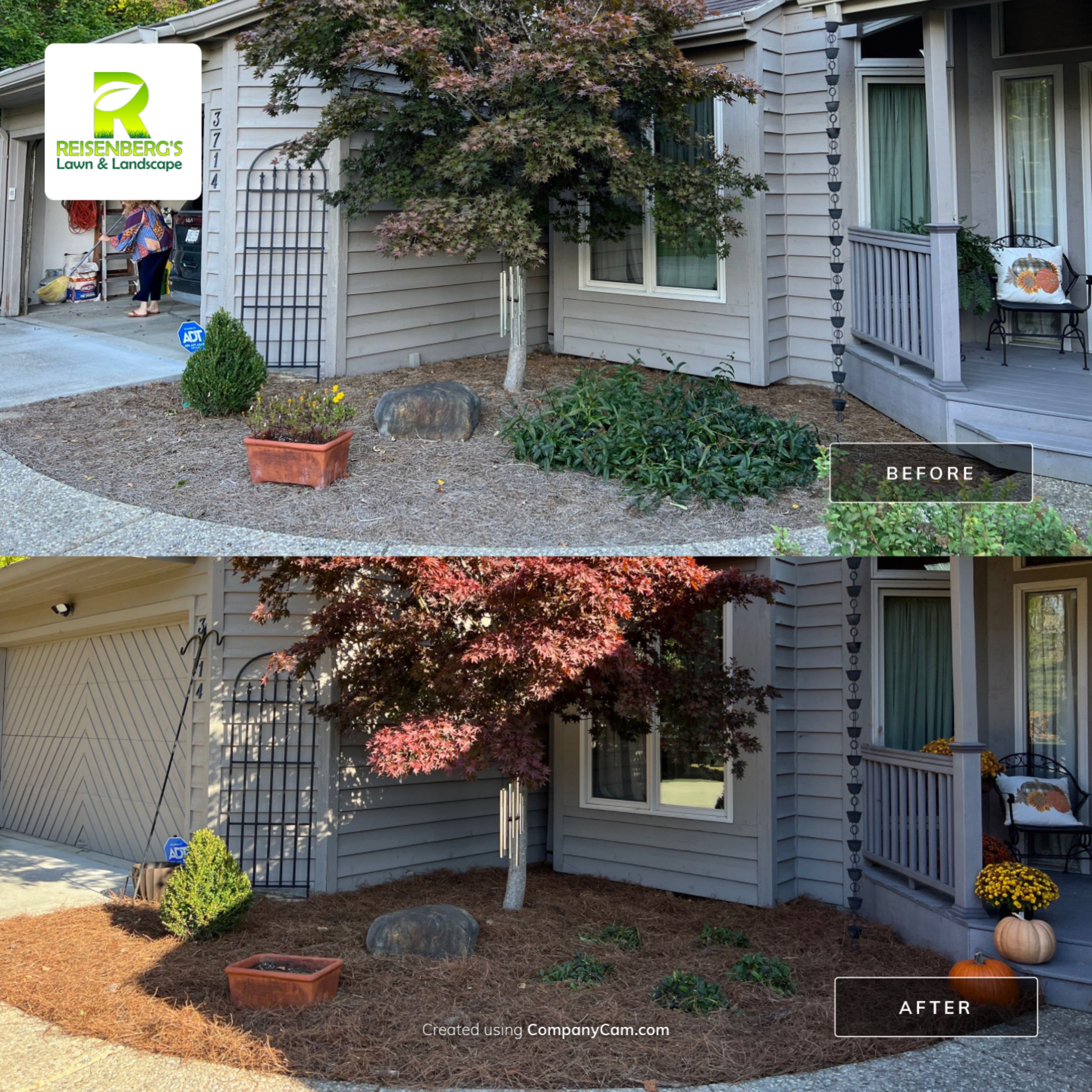 Spring Clean Up using Pine Straw by Reisenberg’s Lawn & Landscape, LLC