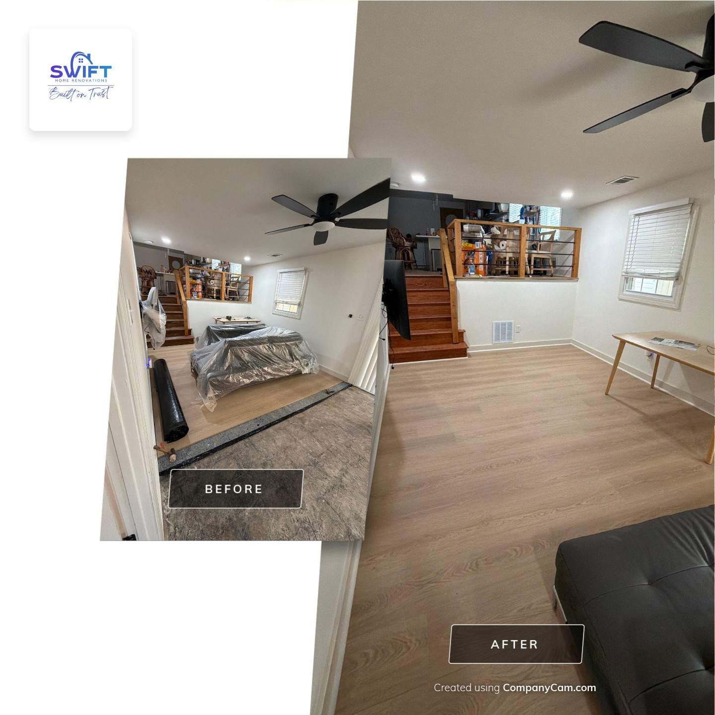 Light Wood-Look Plank Flooring Installation in Decatur by Swift Home Renovations