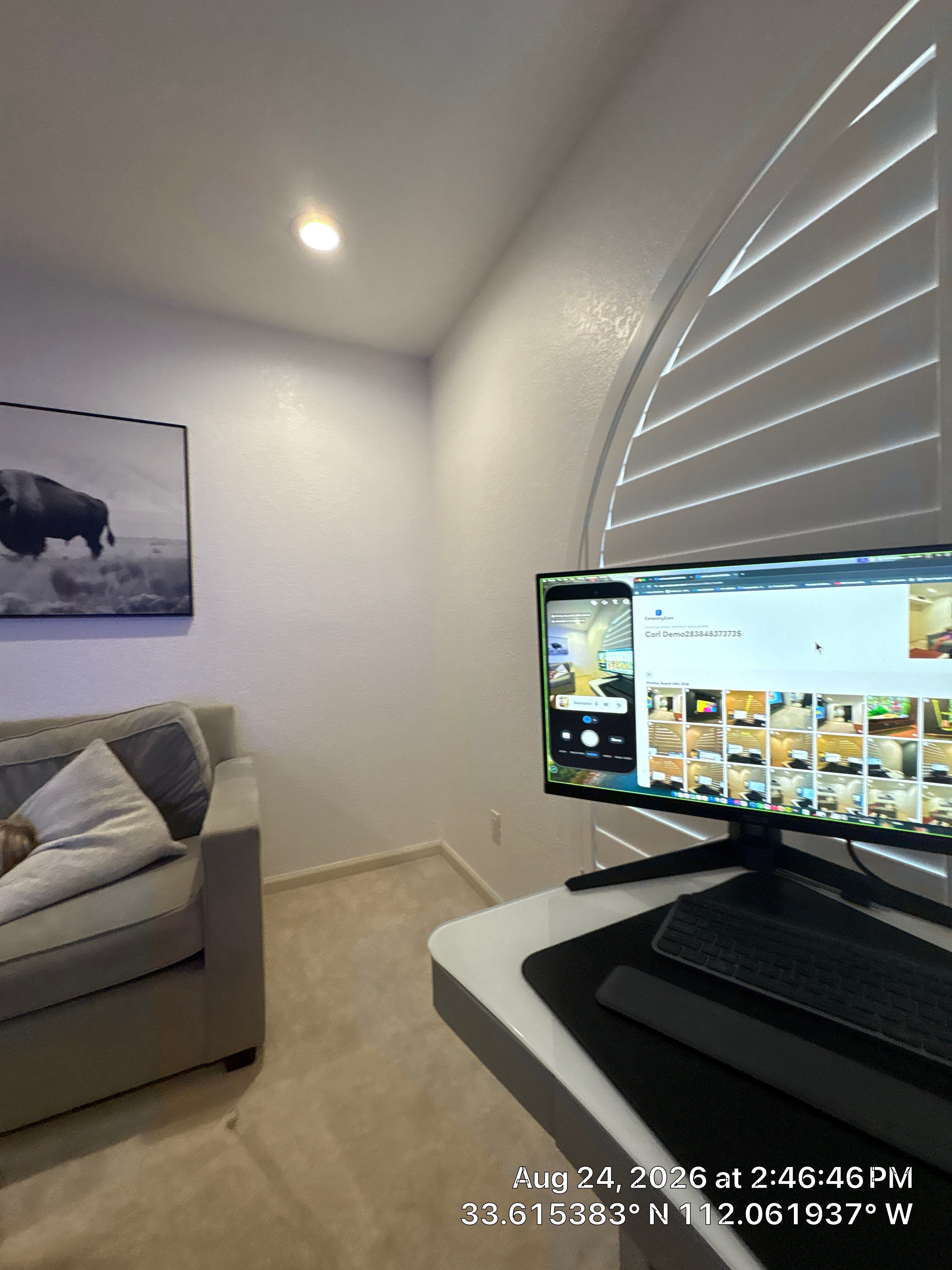 Phoenix Home Office Setup with Plantation Shutters and AV Installation by CompanyCam Sales Demo