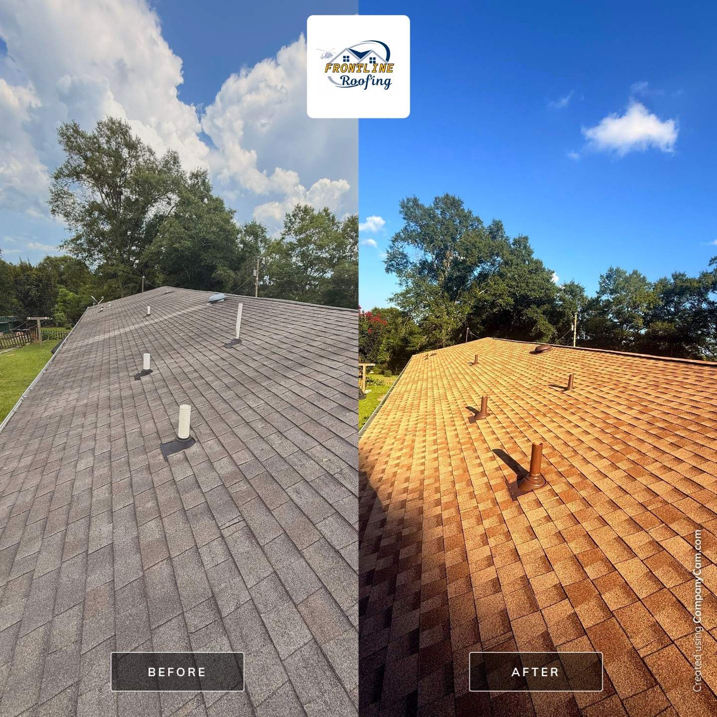 GAF HDZ Barkwood Shingle Roof Replacement - Poplarville, MS by Frontline Roofing