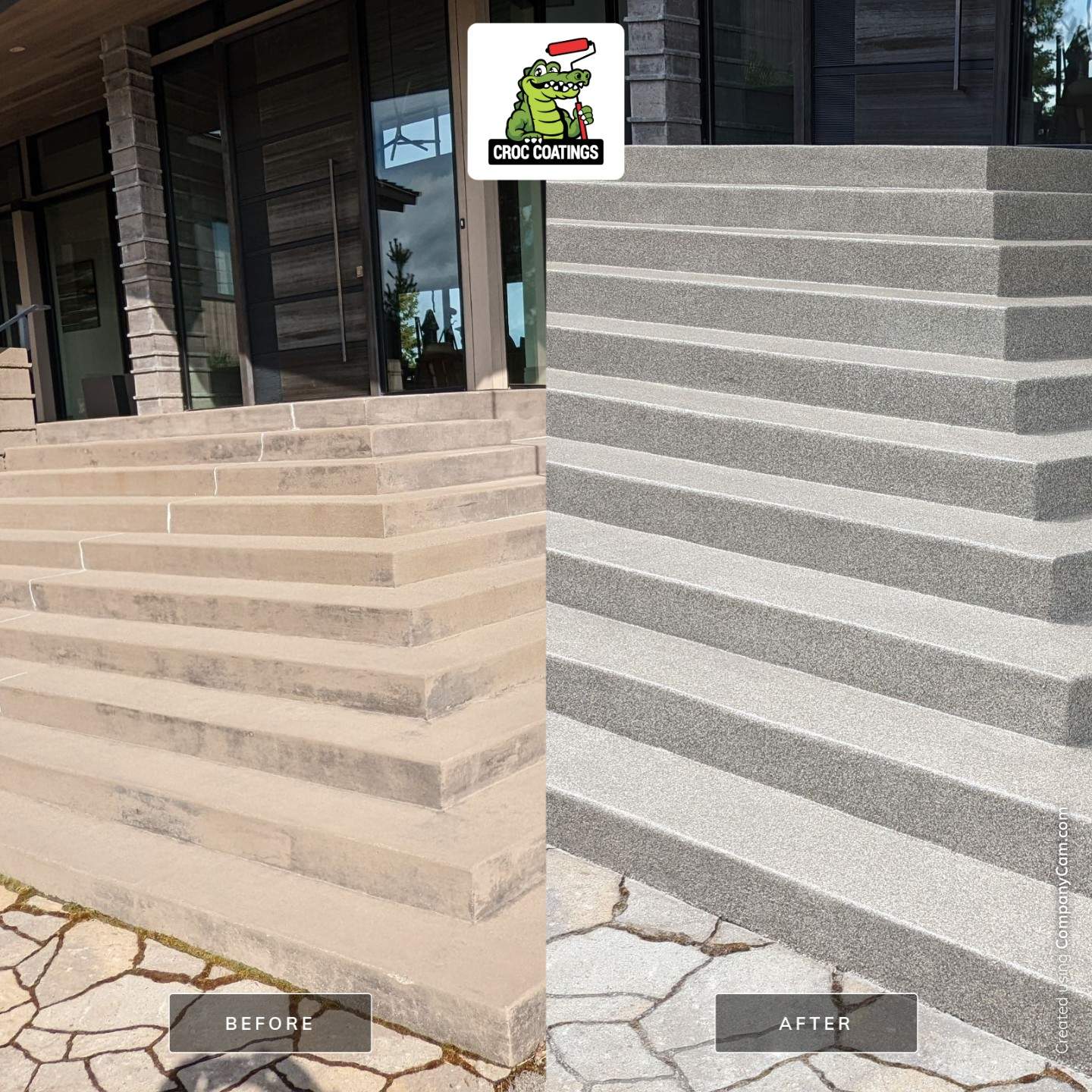 Entryway Transformation using Trail Mix 1/8" Chip by Croc Coatings, LLC