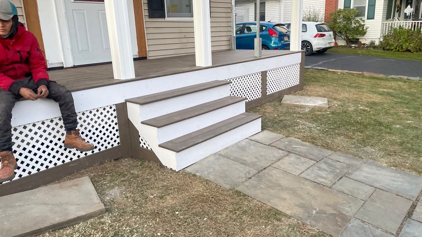 New Front Porch  using Deckorators Venture - Color Sandbar  by deck guardian
