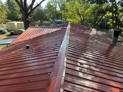 Residential Roofing Install - 26 Gauge G-Rib Metal - Color Red