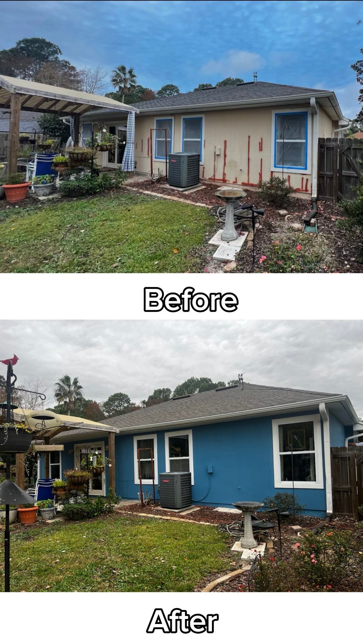 Jacksonville FL 32224 - Before and After Exterior Wood Repairs Project by A New Leaf Painting, LLC