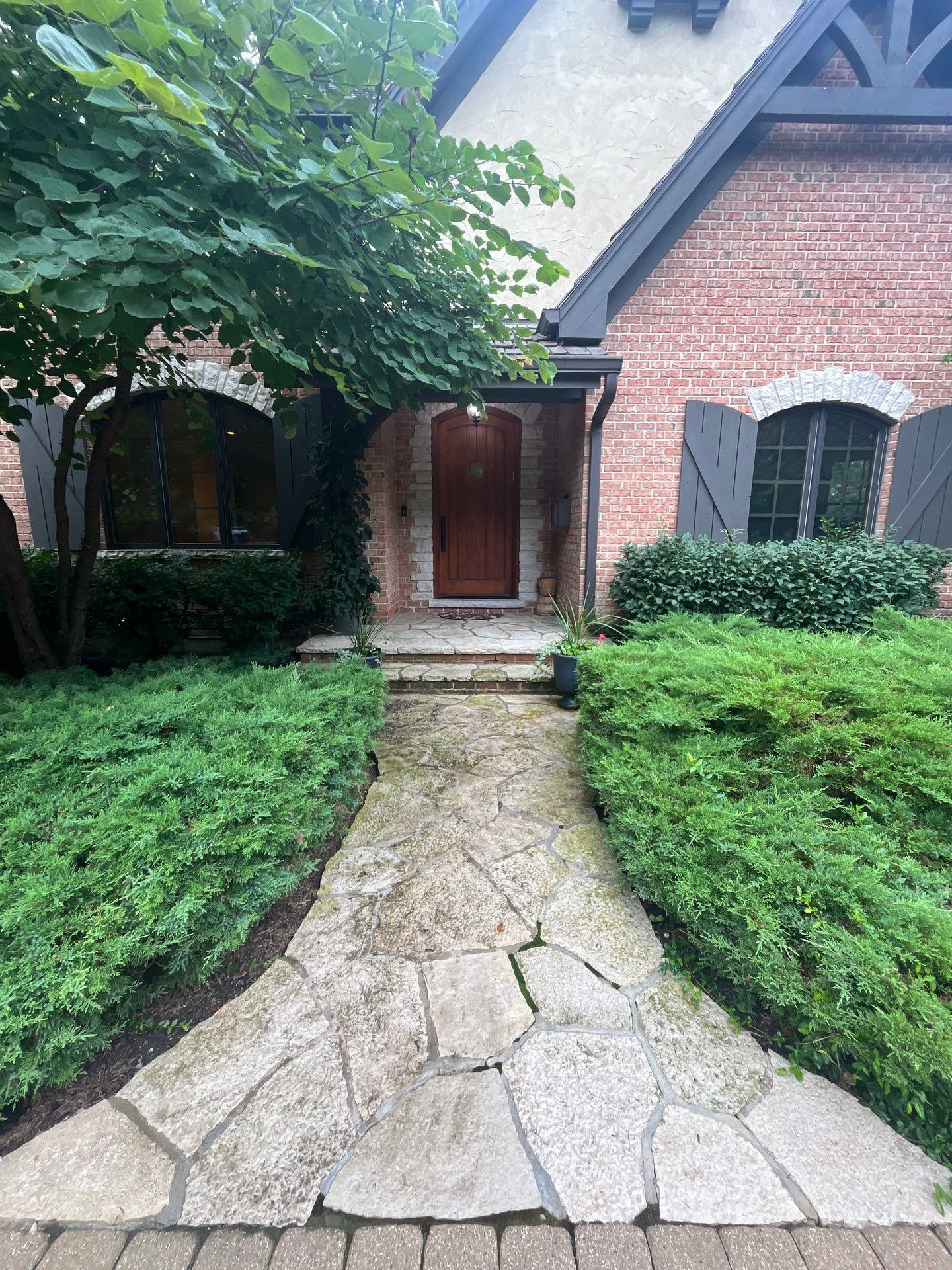 natural stone using Algaecide, soft wash soap by Northern Power Washing LLC.