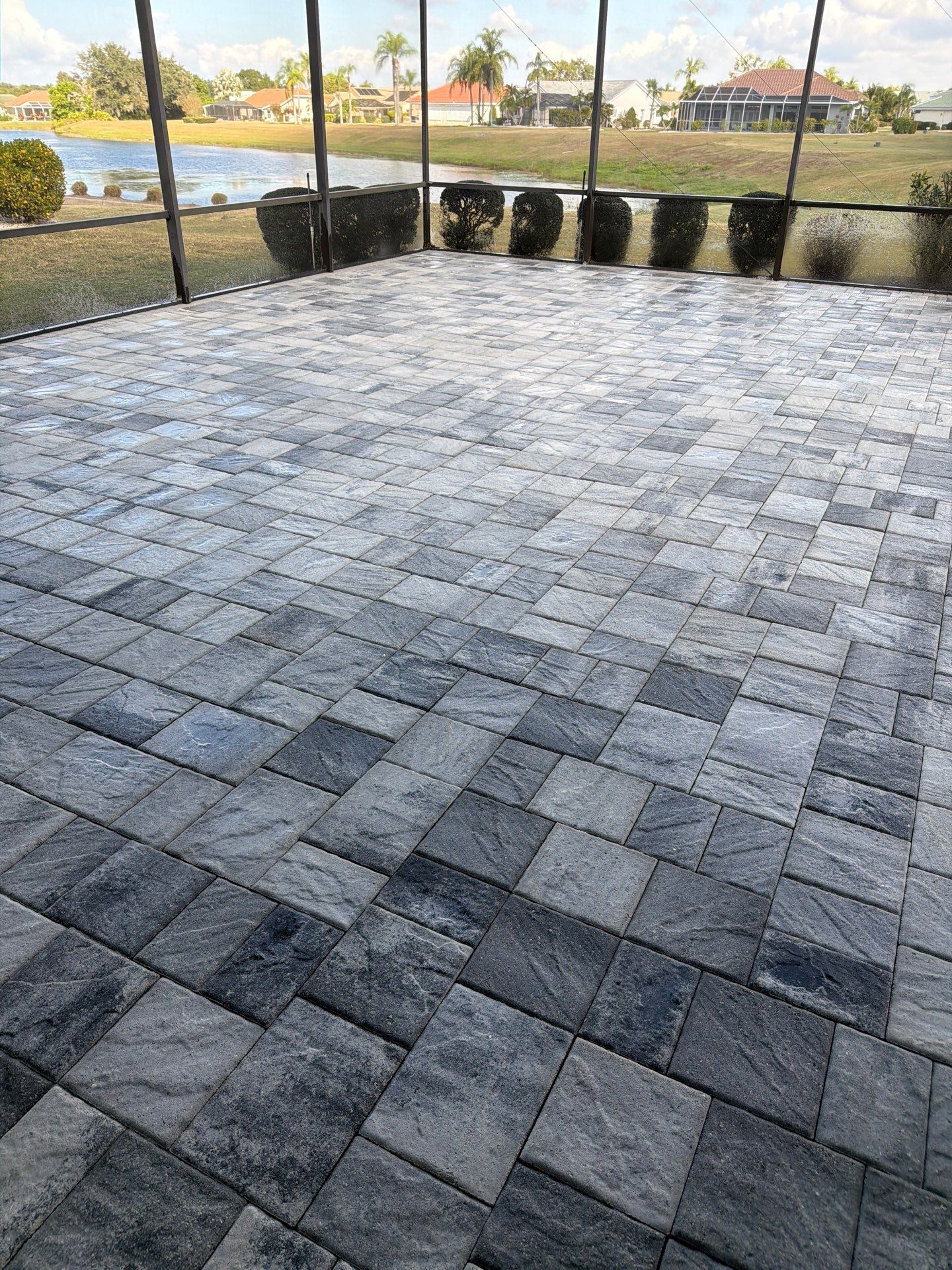 Paver Sealing and Restoration for Screened Lanai in Sun City Center by Supreme Paver Experts