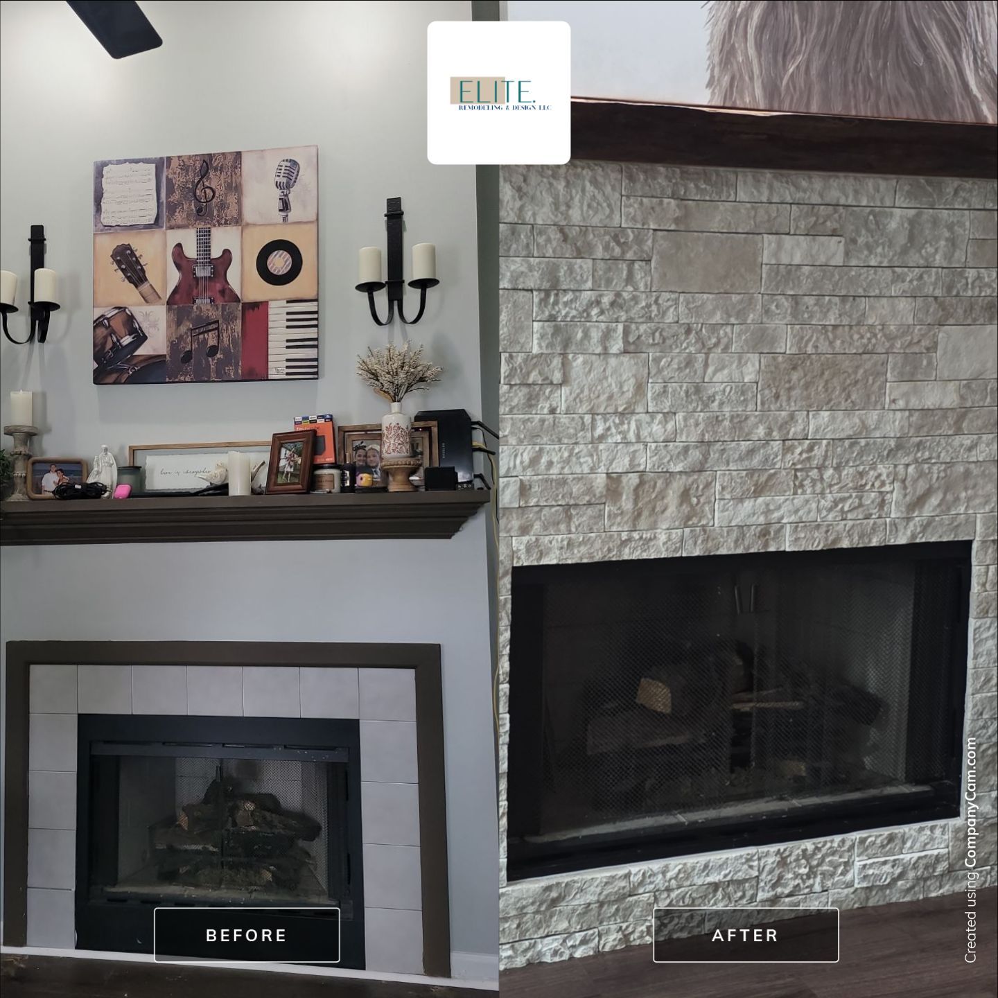 Holly Springs Fireplace Transformation — Full-Height Stone Feature Wall
 by Elite Remodeling and Design LLC