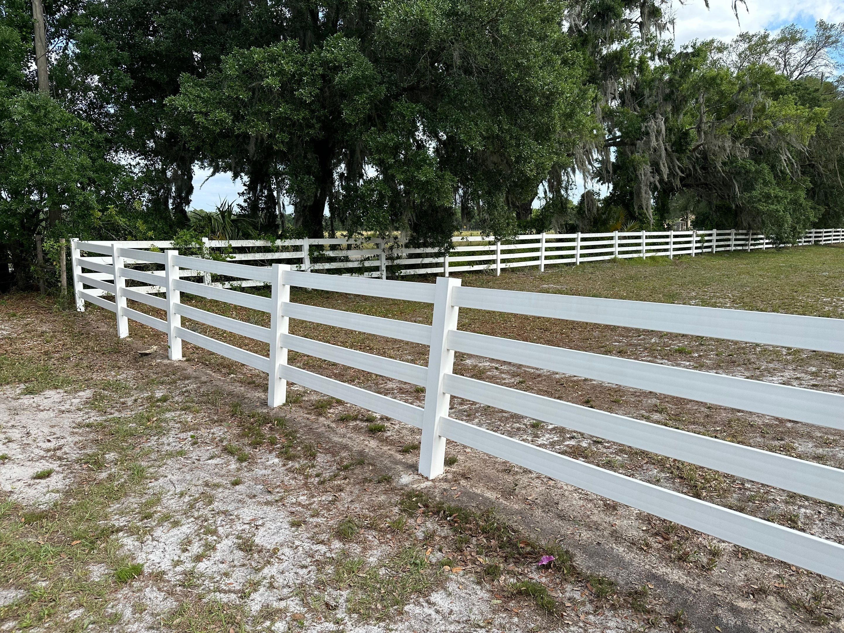 Vinyl Horse Fence & Concrete Pier Cleaning at Lesley Cox Equestrian, Parrish, FL | Sunshine AquaWash by Sunshine AquaWash