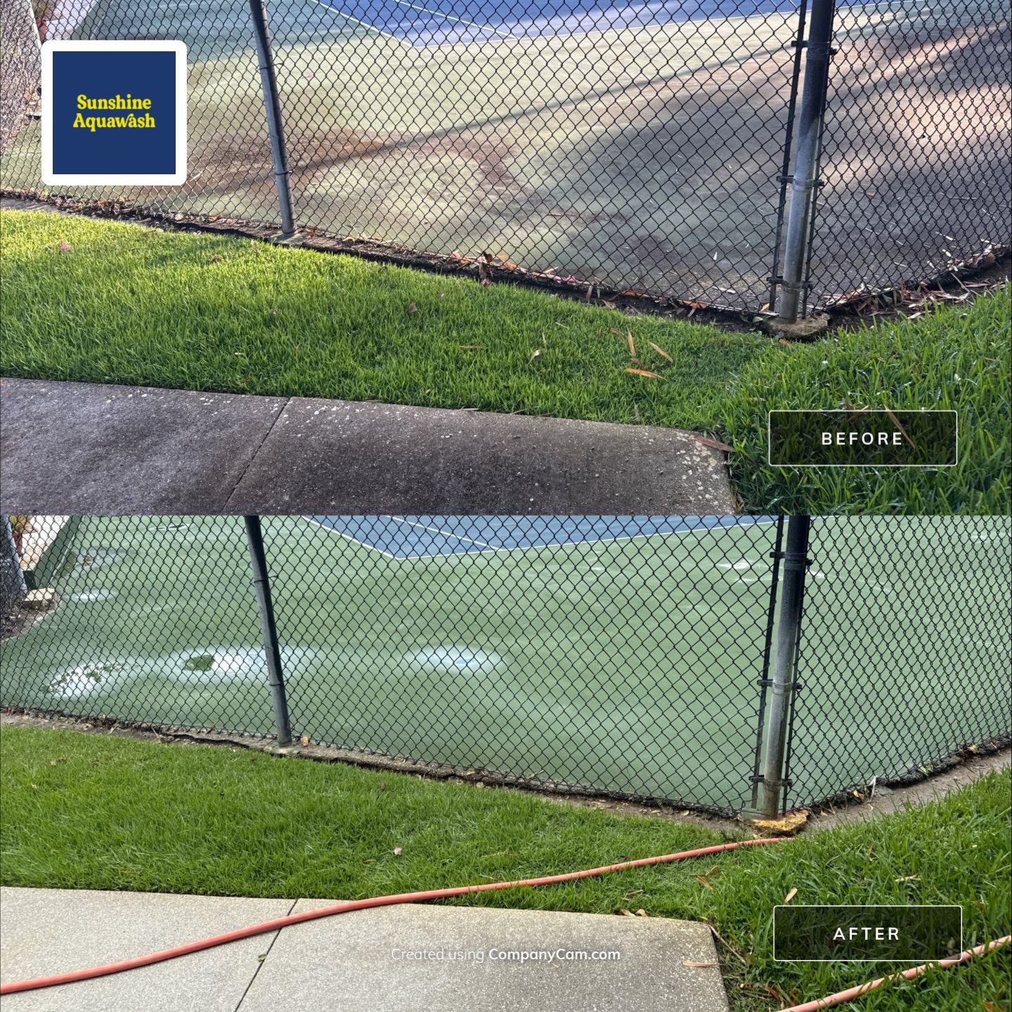 Tennis Court, Vinyl Fence & Sidewalk Cleaning in Riverview Bluff – West Bradenton, FL 34209 by Sunshine AquaWash