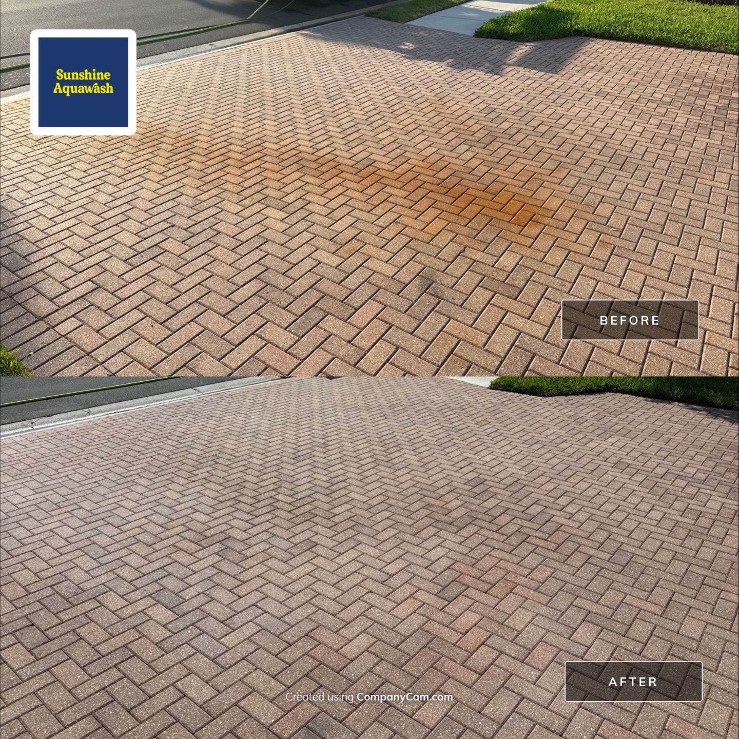 Paver Driveway & Rust Stain Removal – Oakleaf Hammock Community, Ellenton, FL by Sunshine AquaWash