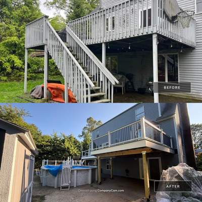 Complete replacement of original deck and addition of new pool deck