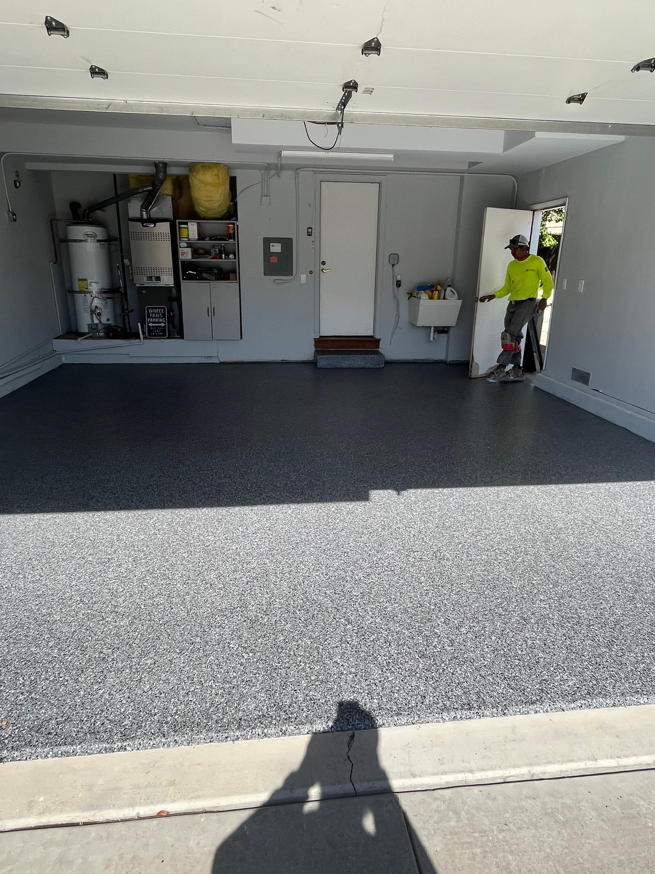 Garage Floor: Vinyl Chip using Midnight by J&C Concrete Restoration, Inc