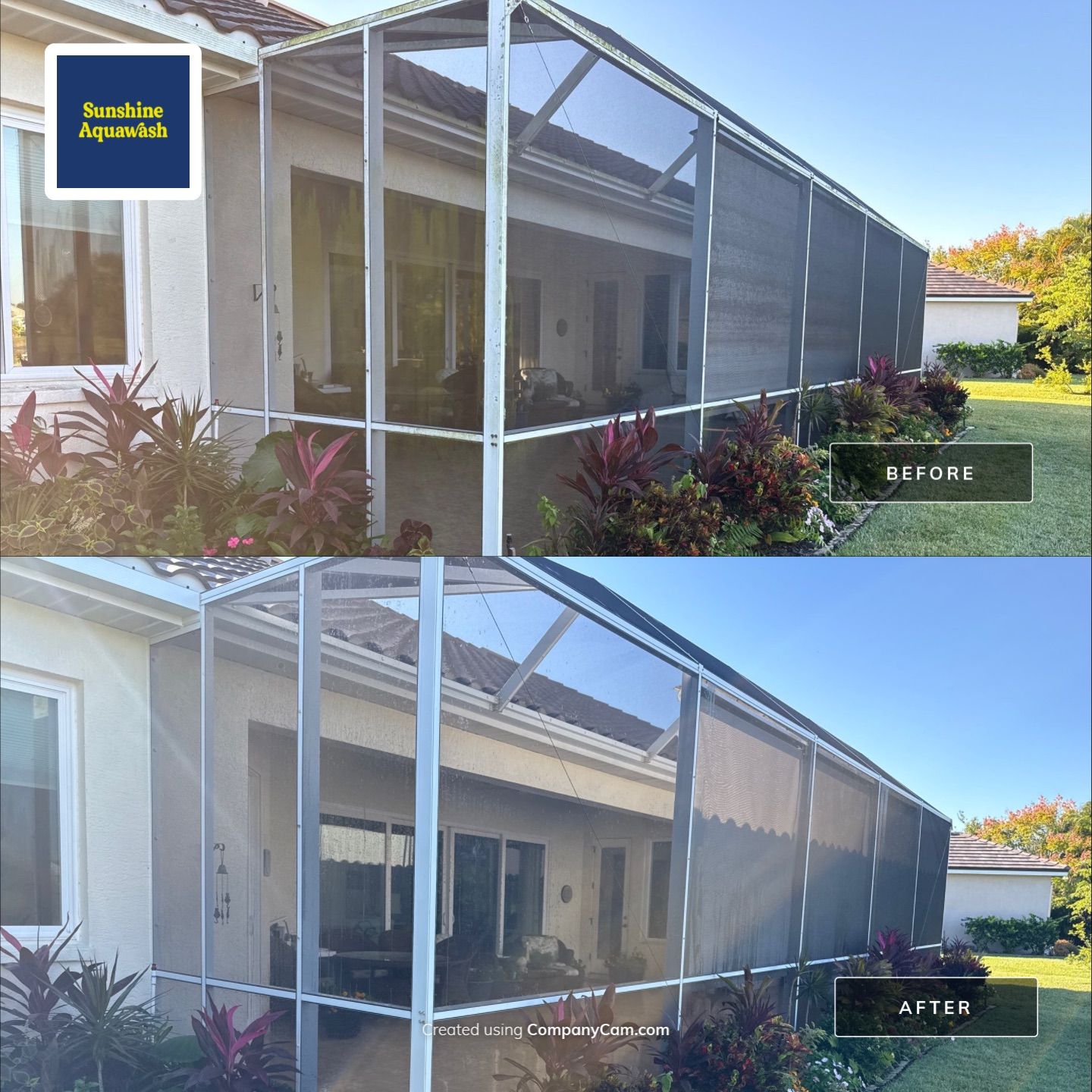 University Park Lanai Transformation | Screen Enclosure & Shade Cleaning by Sunshine AquaWash