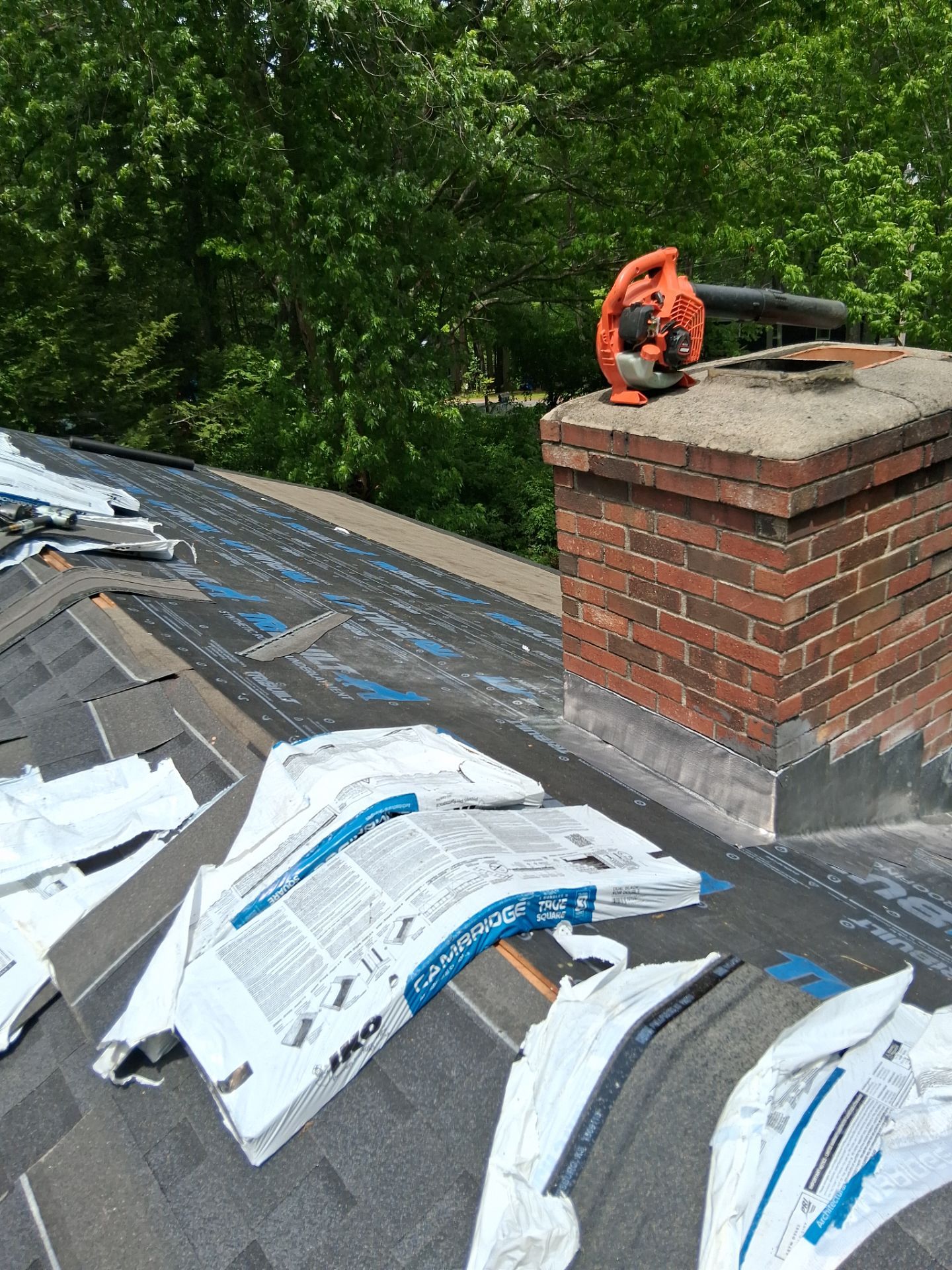Asphalt Shingle Roof Replacement and Chimney Reflashing in York, Maine by Tall pine roofing