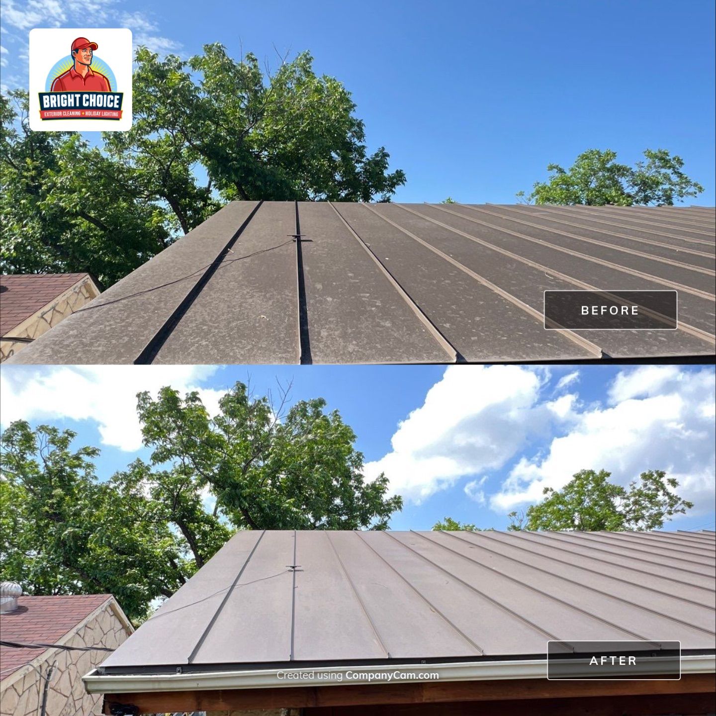 Metal Roof Wash Project in San Antonio by Bright Choice