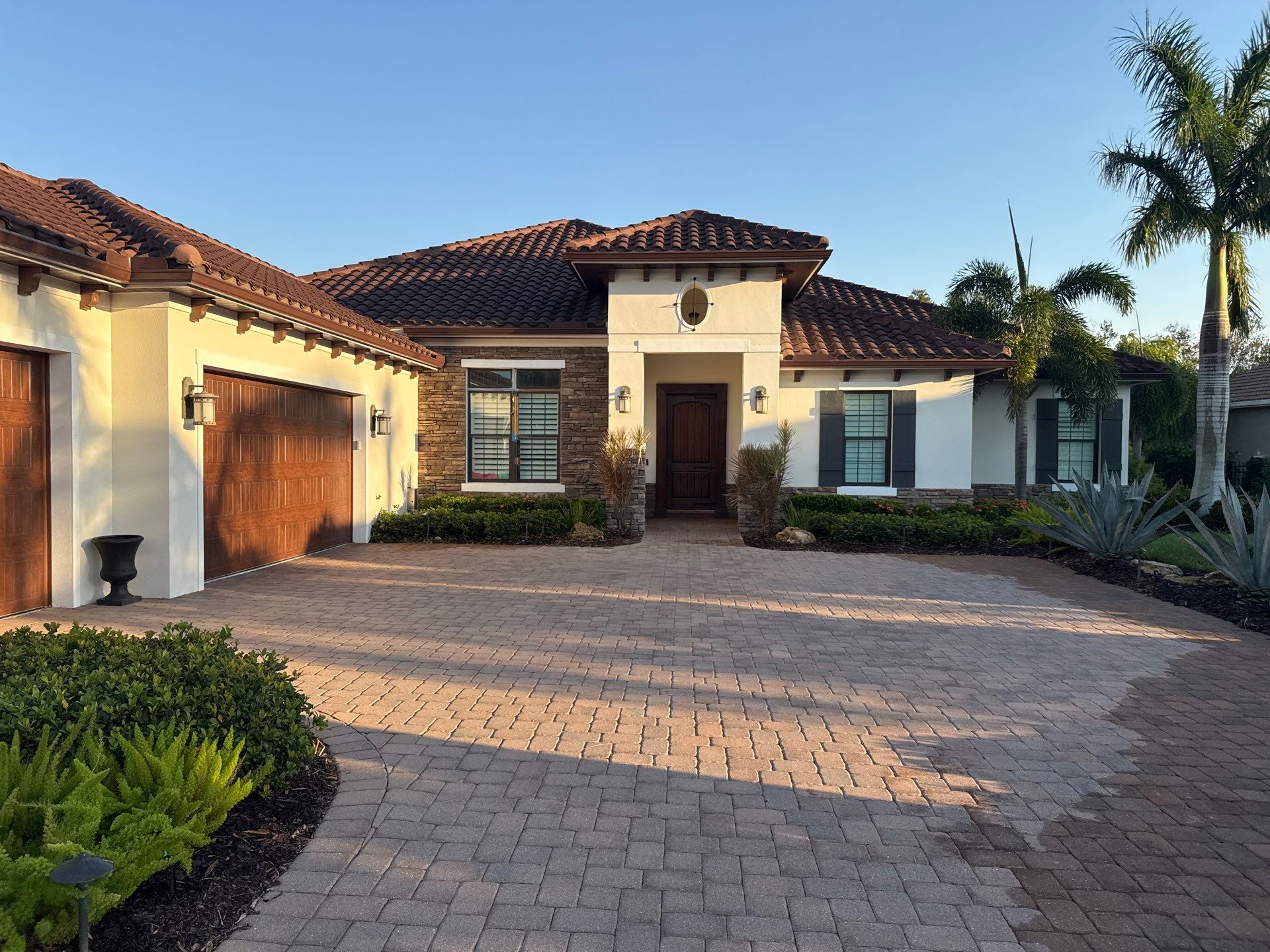 Paver Driveway Cleaning, House Wash, and Pool Deck Cleaning in Bradenton, FL | Winding River Community by Sunshine AquaWash