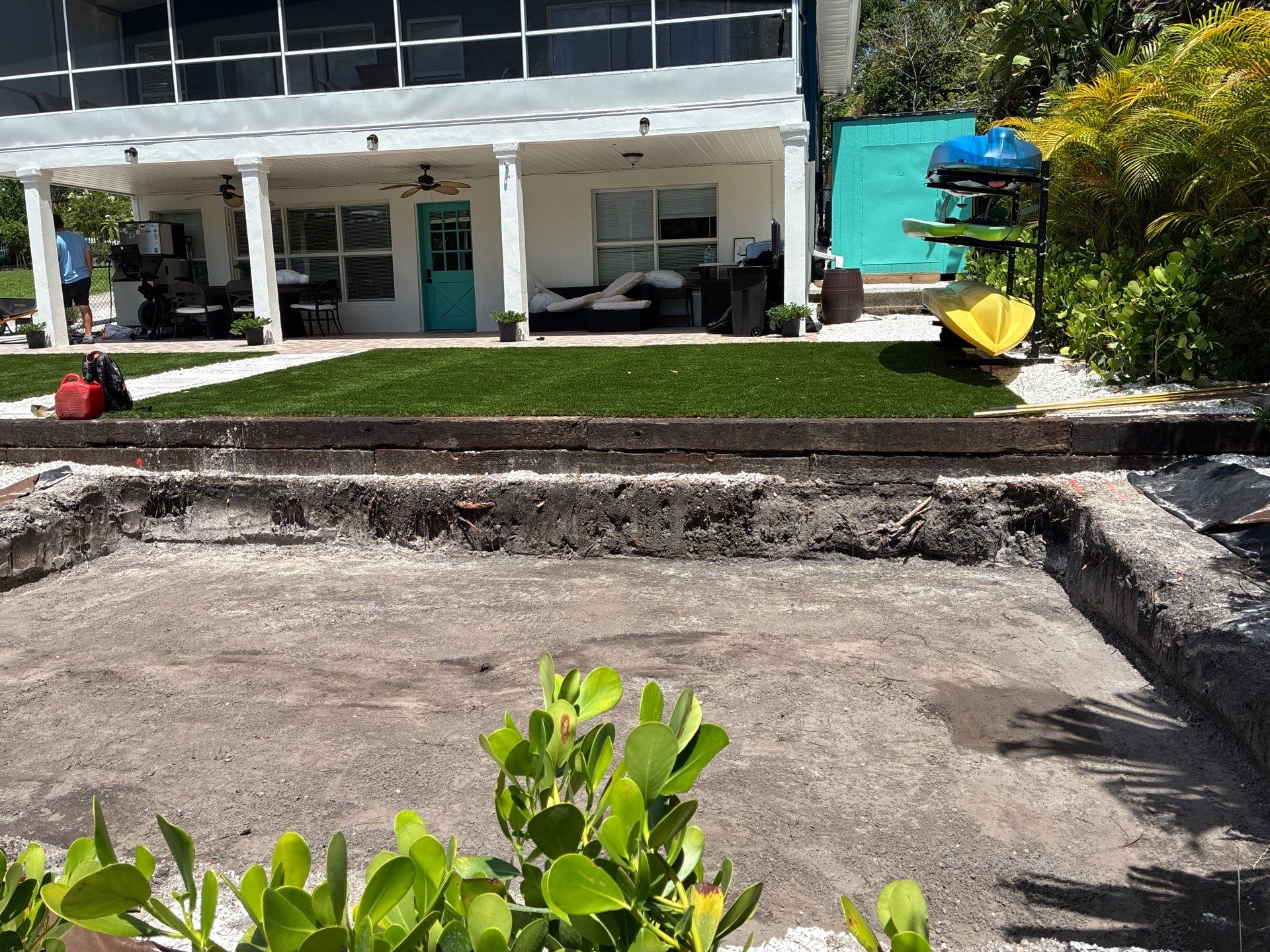 Grading back yard oasis by Level One Grading 