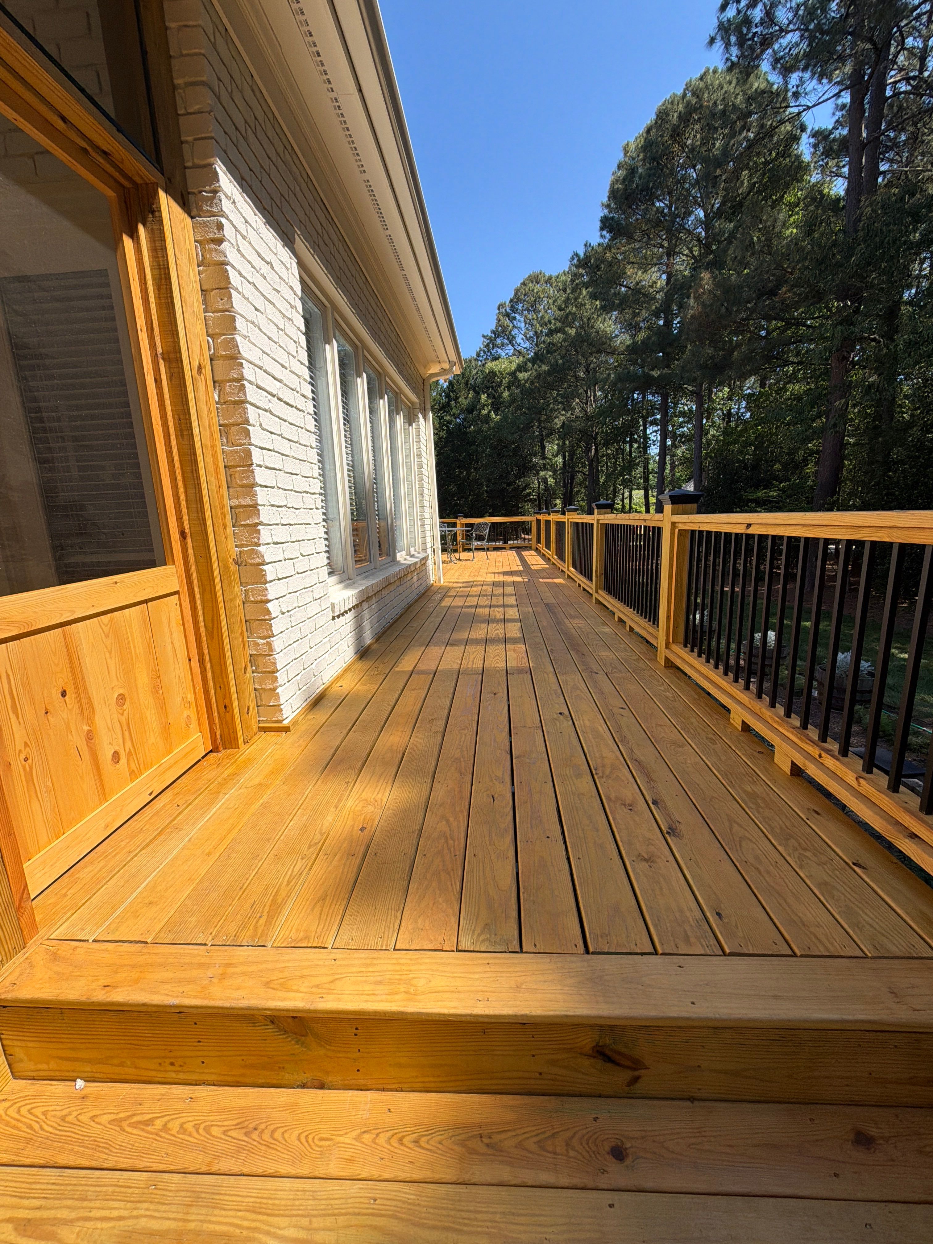 Deck Stain, Round Balusters & Screened Porch Transformation by Billy Weatherspoon Contractor