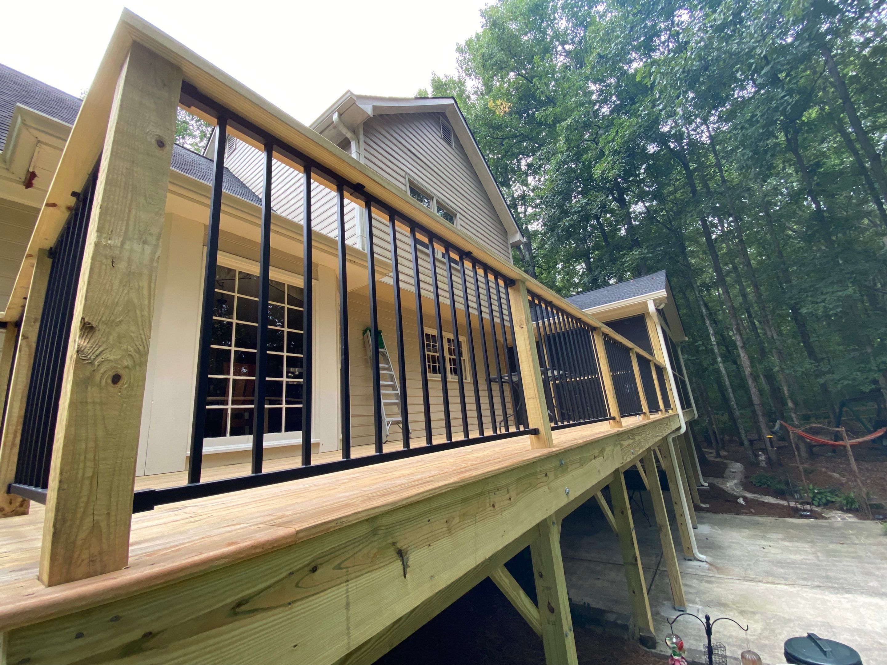 Custom Elevated Wood Deck and Screened Porch in Marietta by Swift Home Renovations