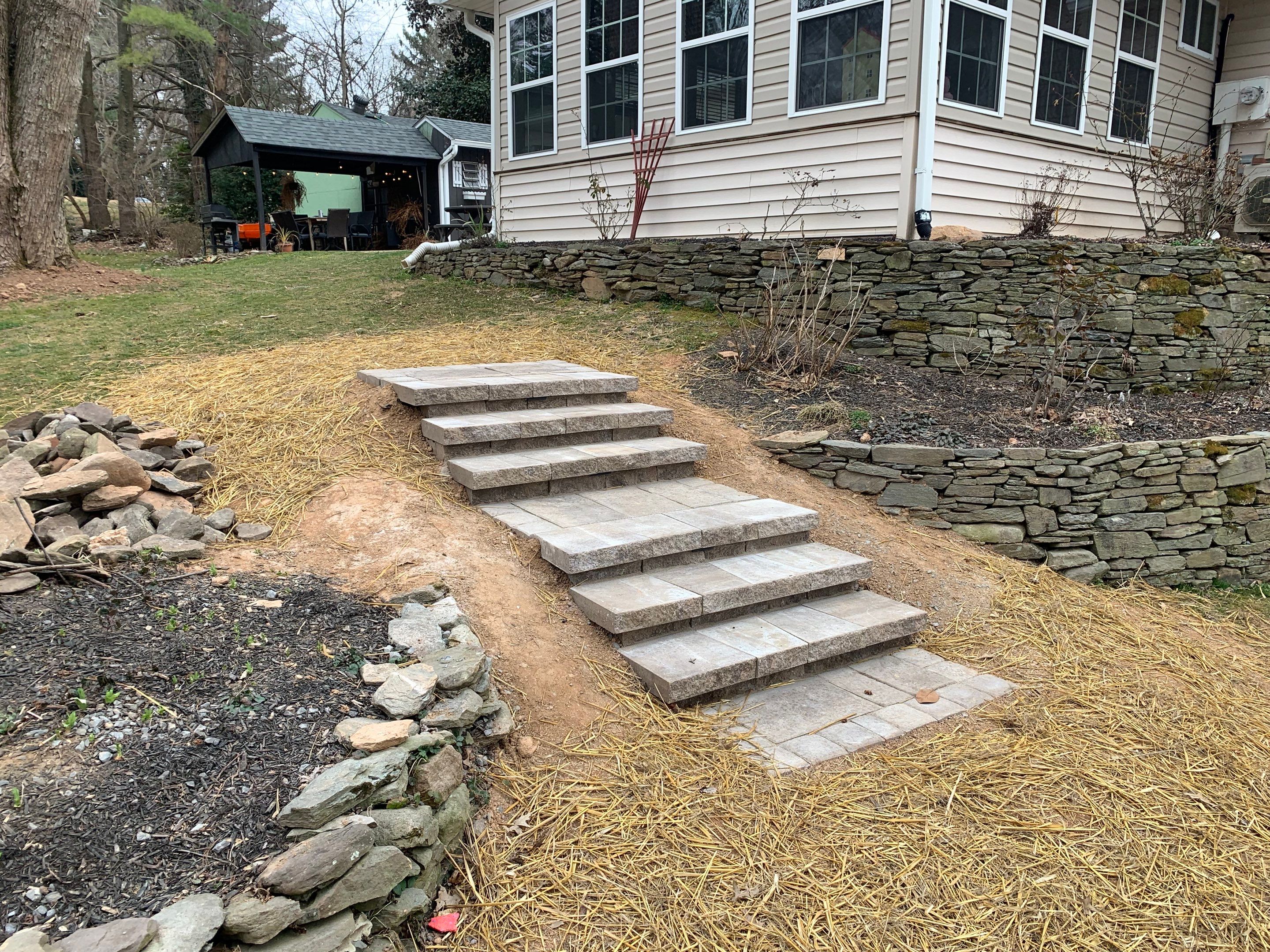 Front Walkway Remodel using Techo-Bloc Pavers by The Smet Companies, LLC