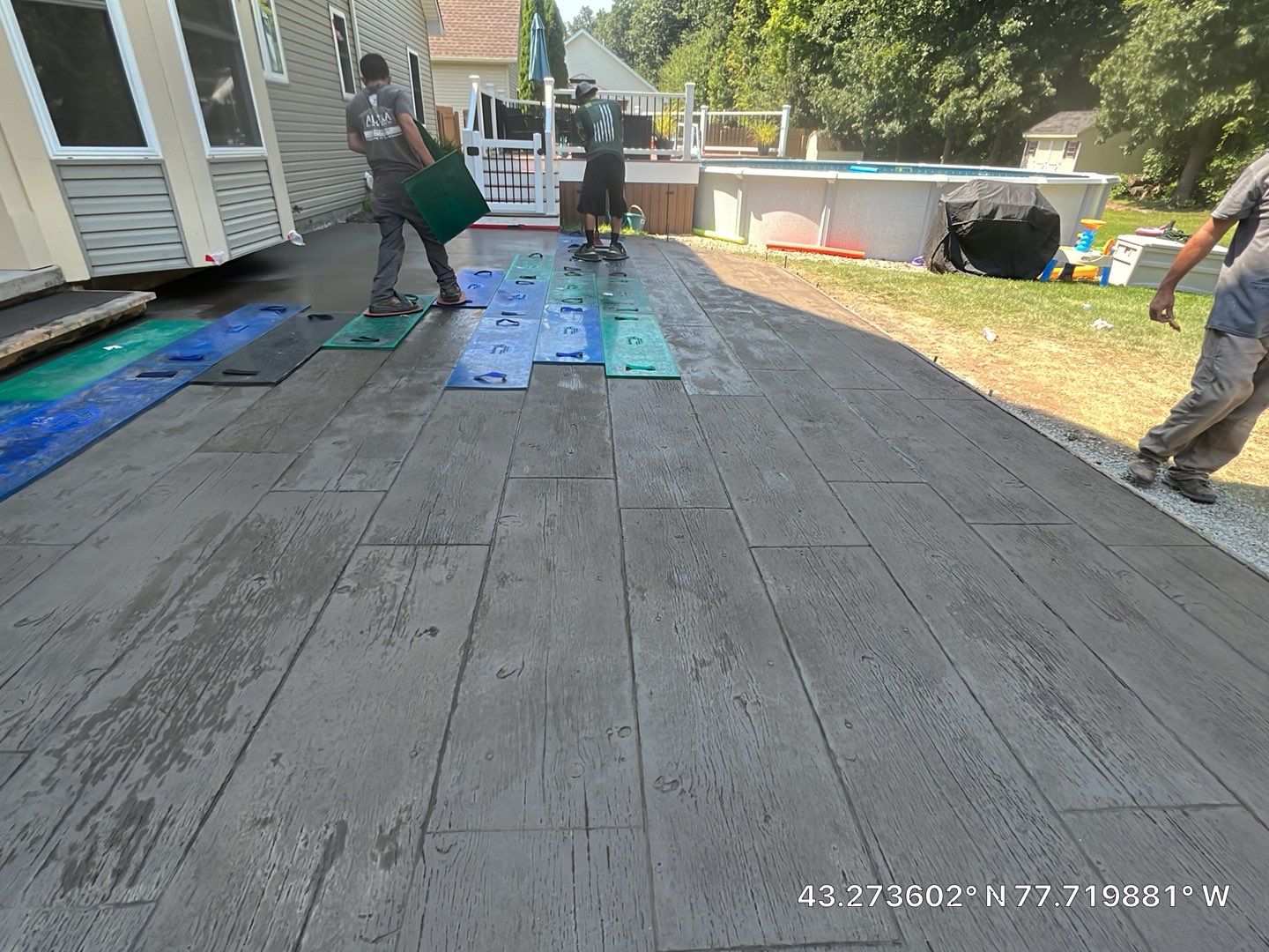 Wood Plank Stamped Concrete Patio  by NG Masonry & Construction LLC