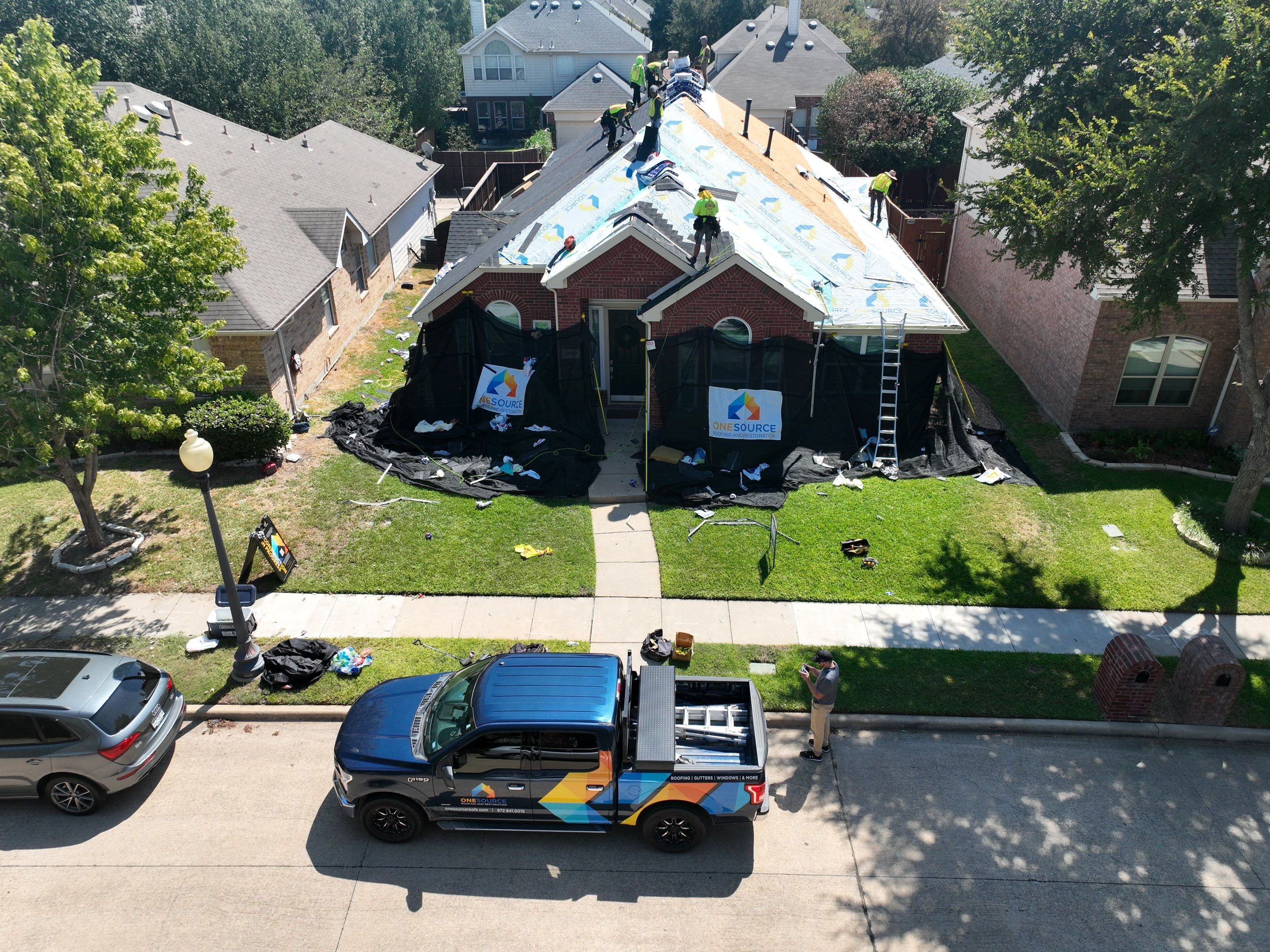 Residential Roofing Installation using GAF Timberline HDZ Charcoal by OneSource Roofing and Restoration