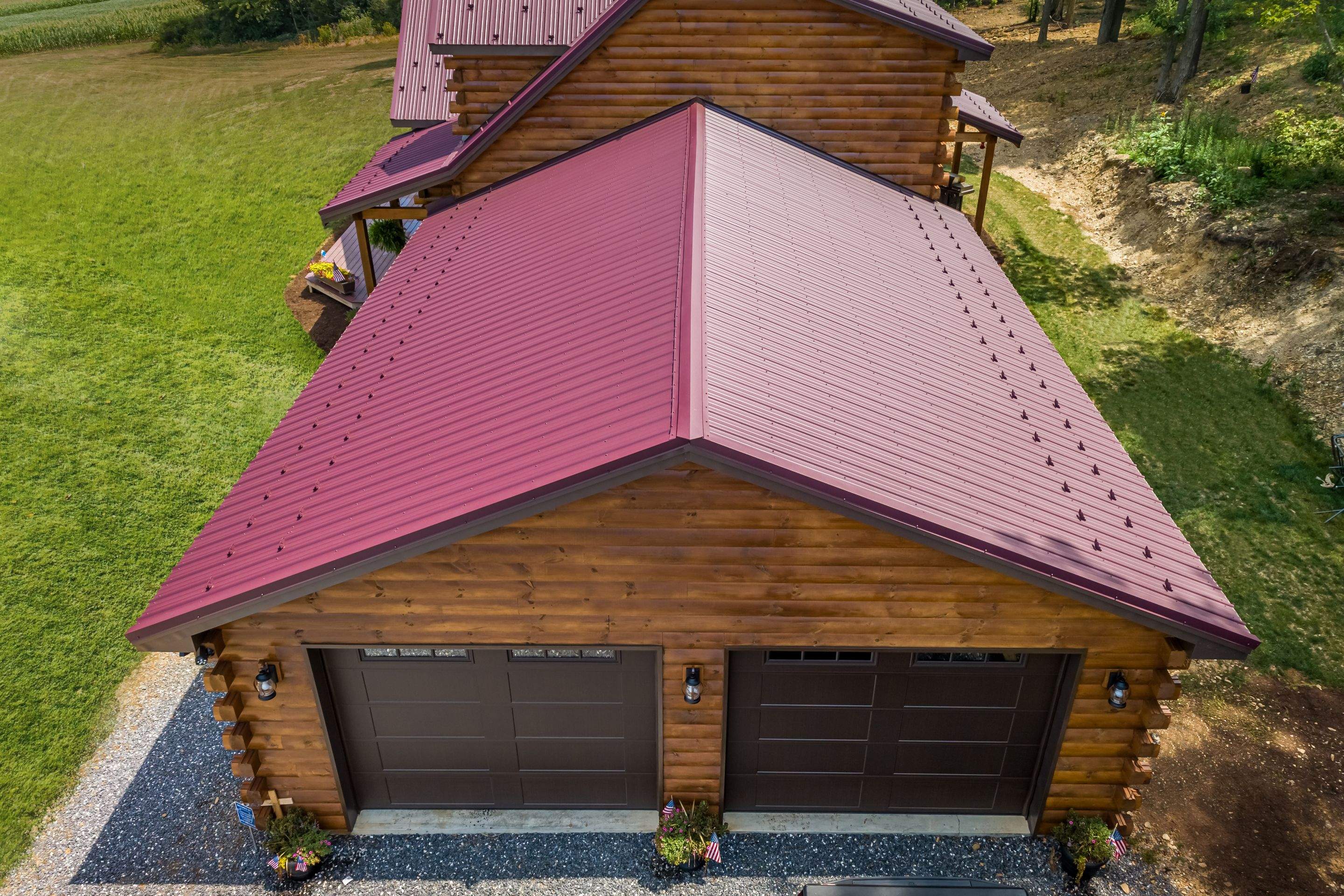 Metal Roof-burgundy by Esh Builders