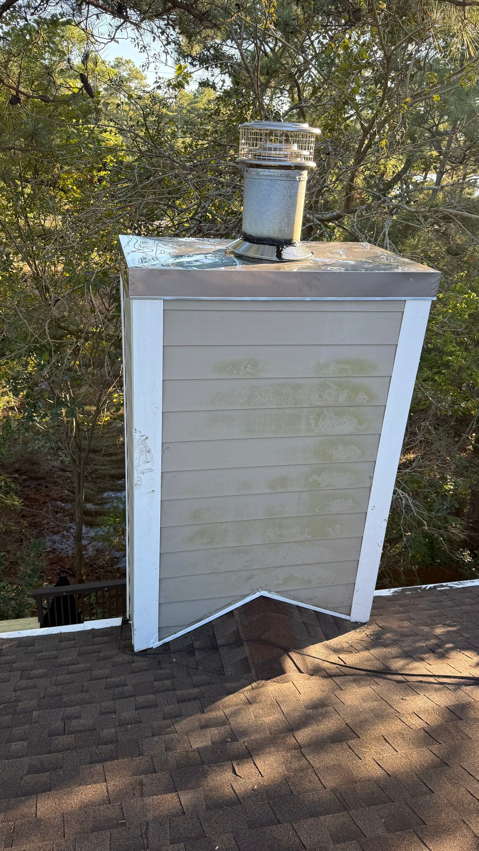 Chimney Chase Cover and Flashing in Virginia Beach by Premier Chimney and Roofing