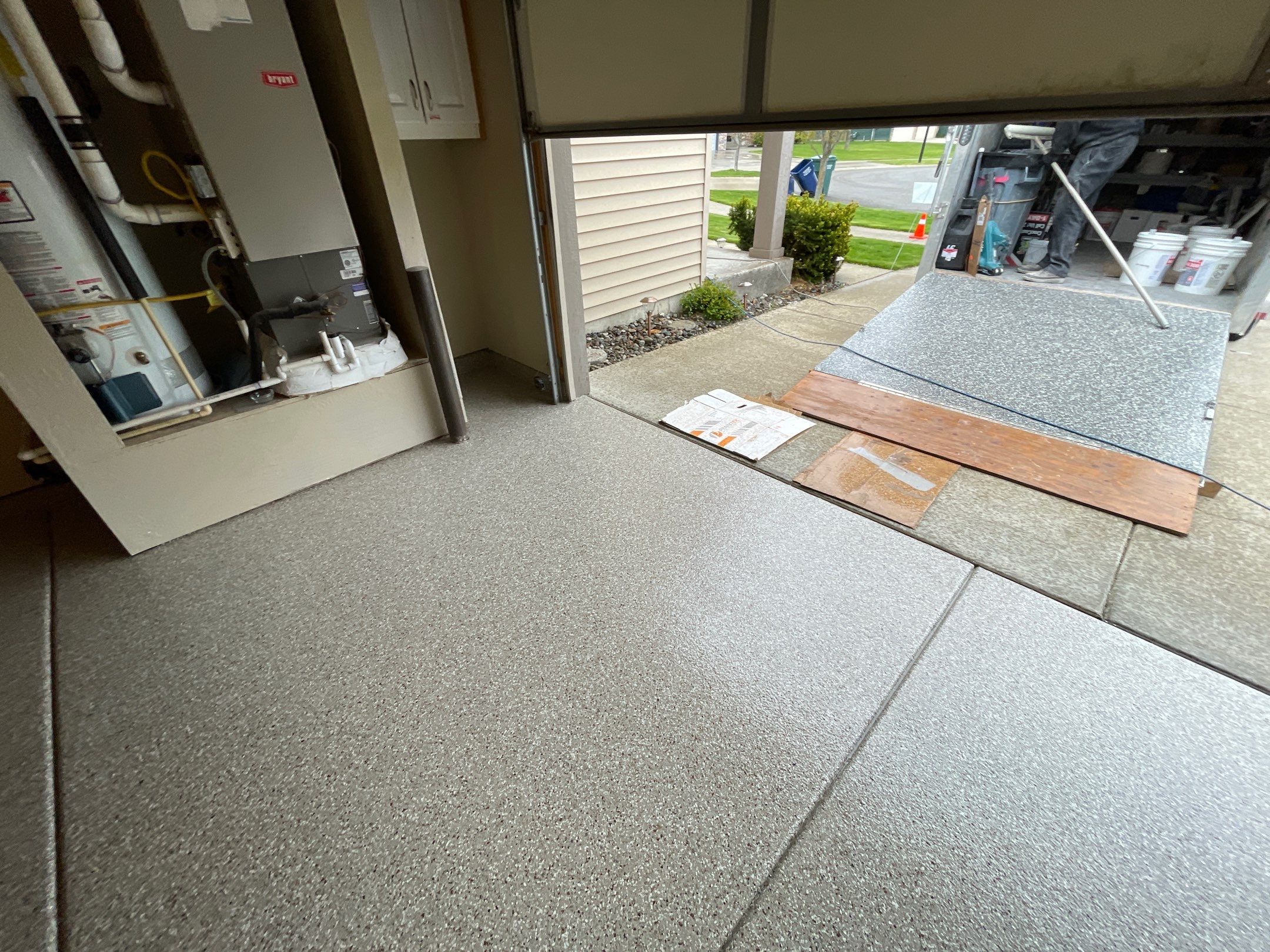 Garage Transformation using Pebble Beach and Front Porch using Greystone by Croc Coatings, LLC