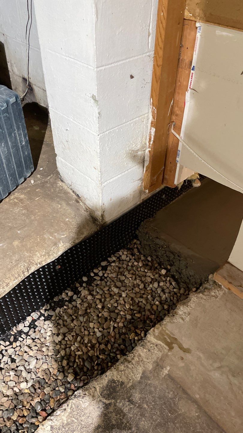 Drain tile & a sump pump for Ruth by Waterproofing Northeast