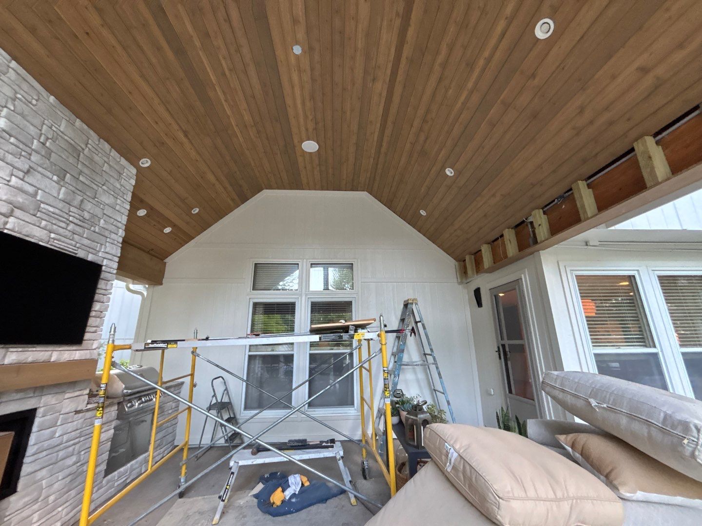 Shoji White Exterior Painting and Comprehensive Wood Rot Repair in Overland Park by Cougar Painting