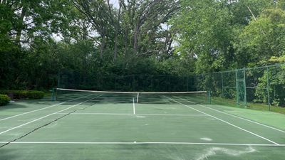 Tennis Court using Algaecide, soft wash soap