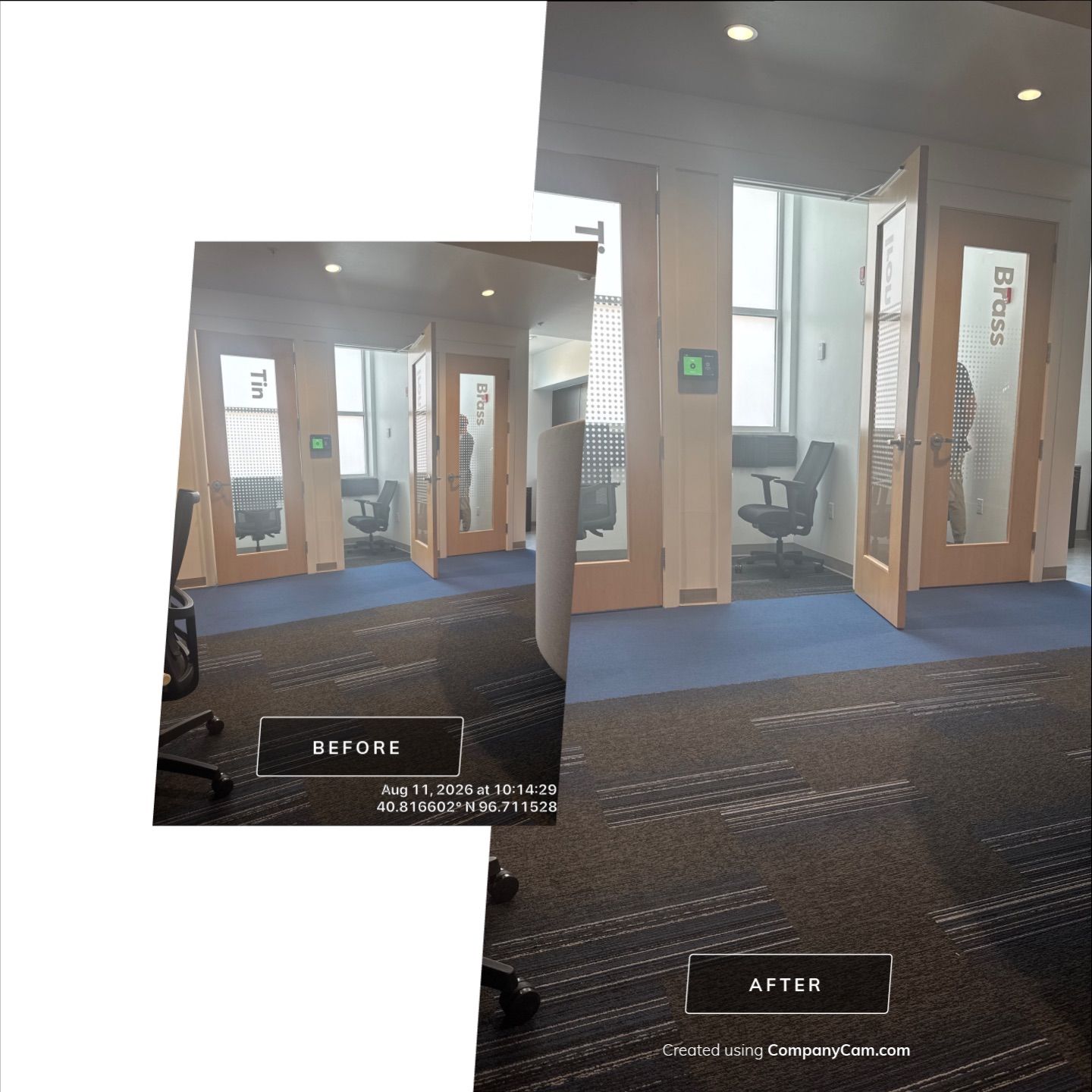 Modern Office Interior Remodel and Privacy Partition Installation in Lincoln by CompanyCam Sales Demo
