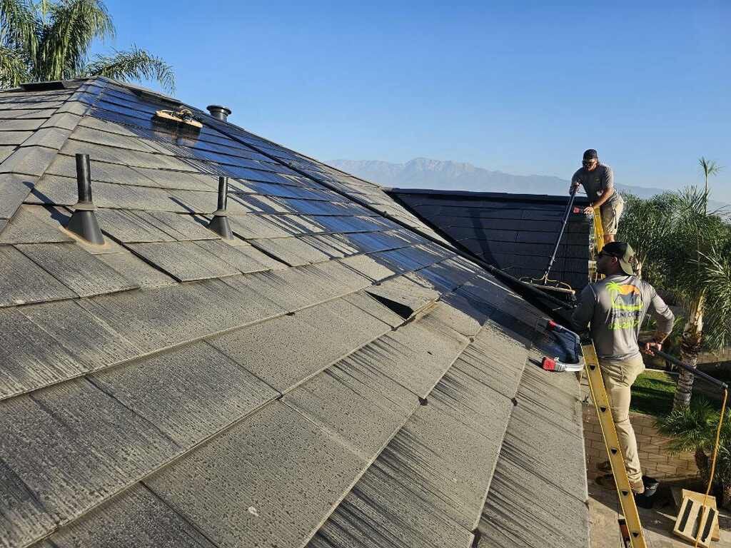 Tesla Roof Cleaning in Fontana California by Palm Coast Solar Cleaning