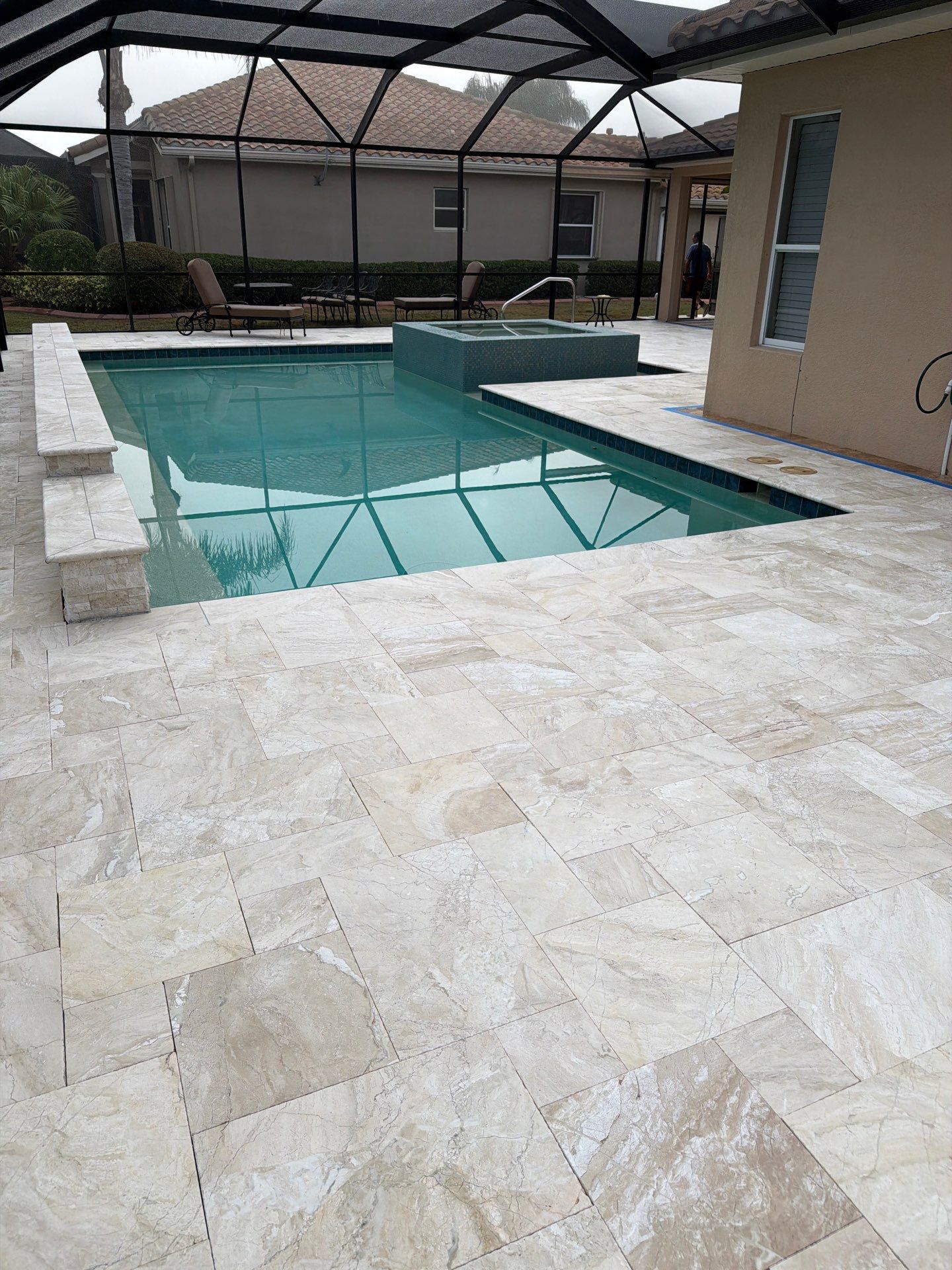 Travertine Paver Sealing Project in Sun City Center by Supreme Paver Experts