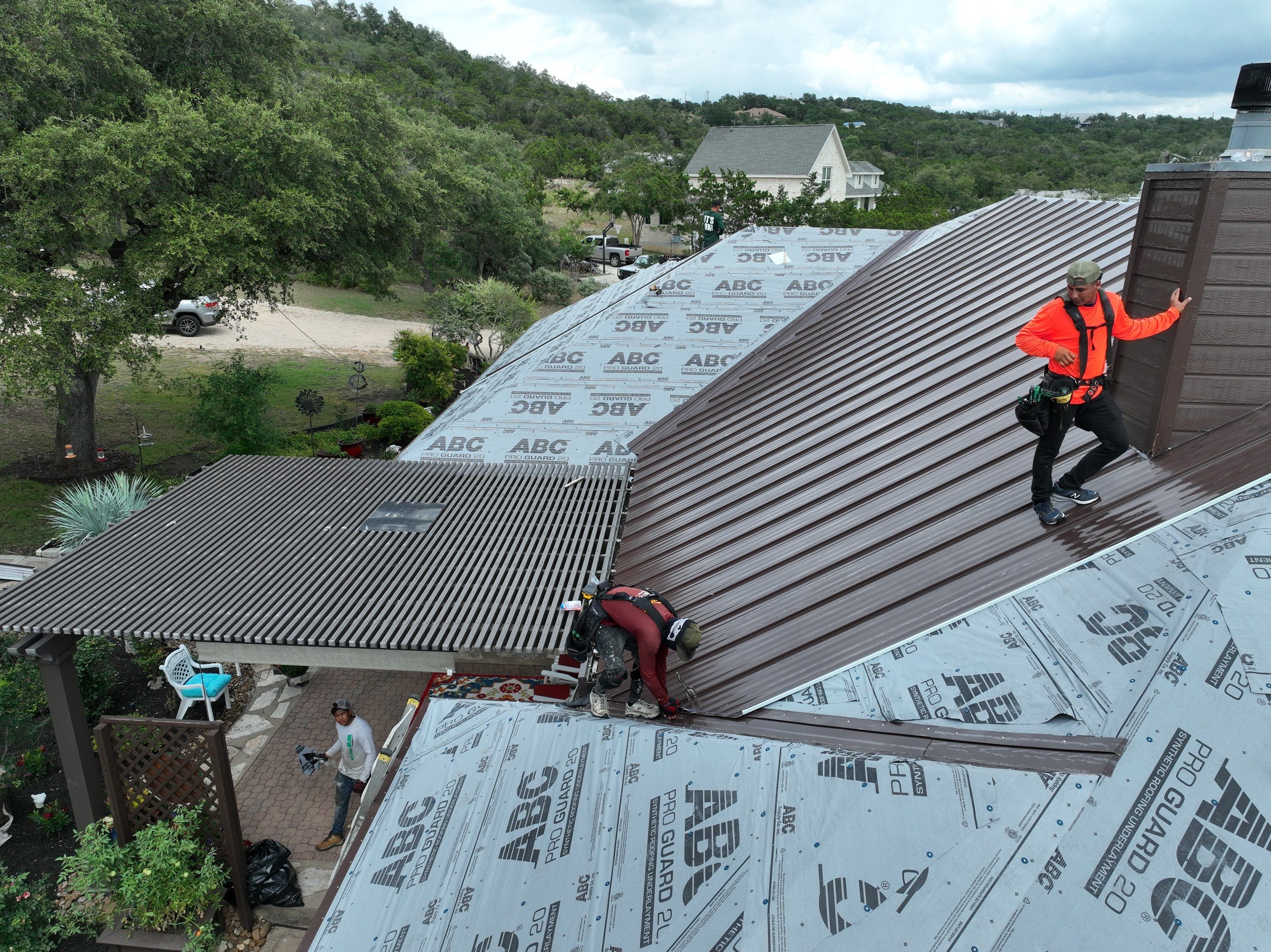 Residential Metal Roof Installation using McElroy Metal by Premier Roofing and Contracting