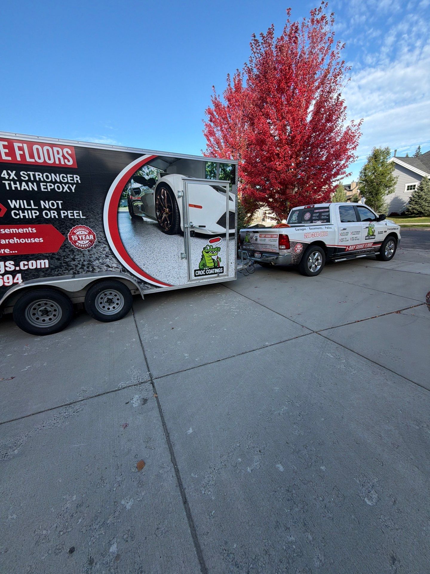 Polyaspartic Garage Floor Coating with Vinyl Flakes in Hayden by Croc Coatings, LLC