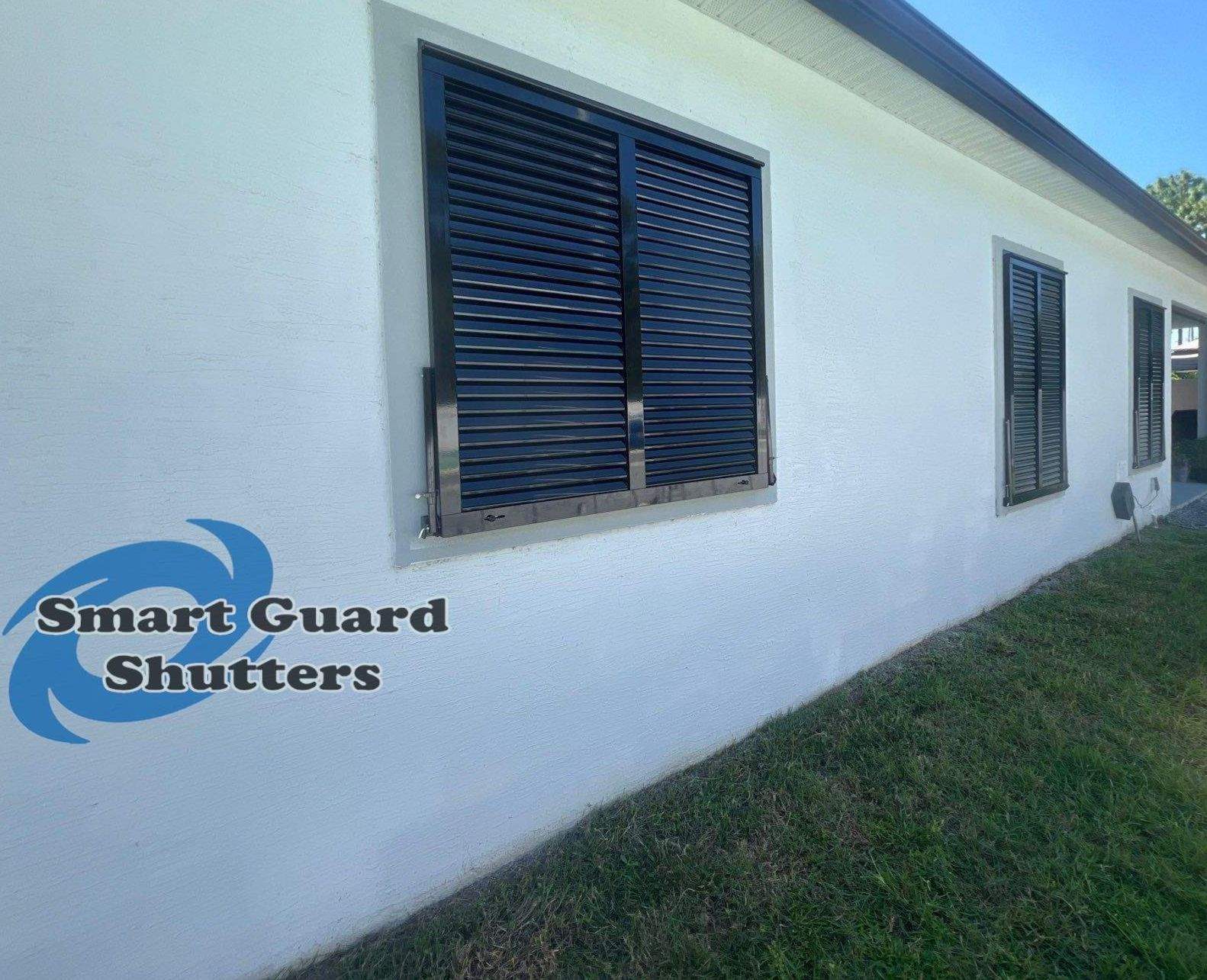 Impact Bahama Shutters in Jet Black by Smart Guard Shutters