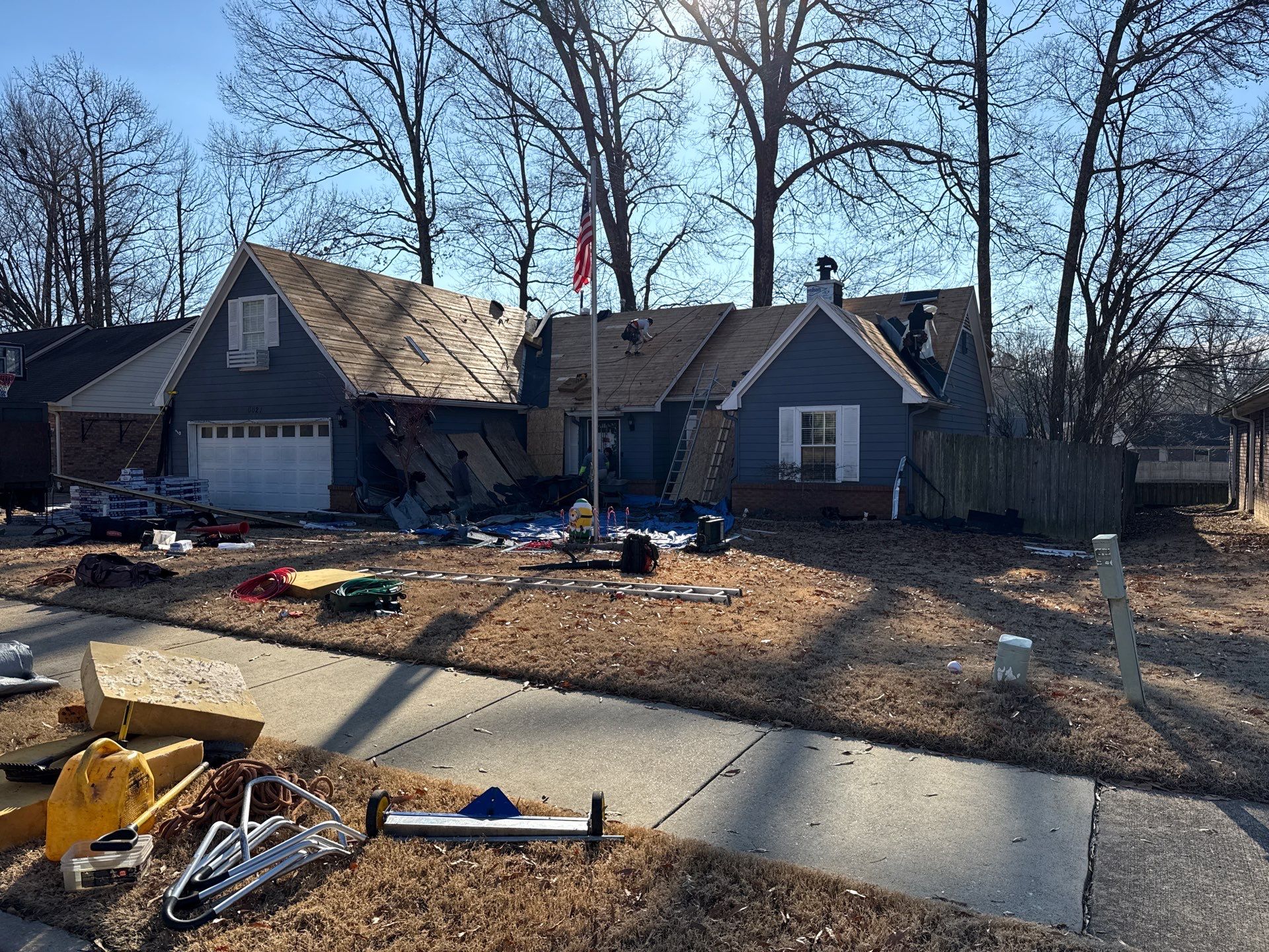 Asphalt Shingle Roof Replacement and Decking Repair in Bartlett by Revival Roofing Services