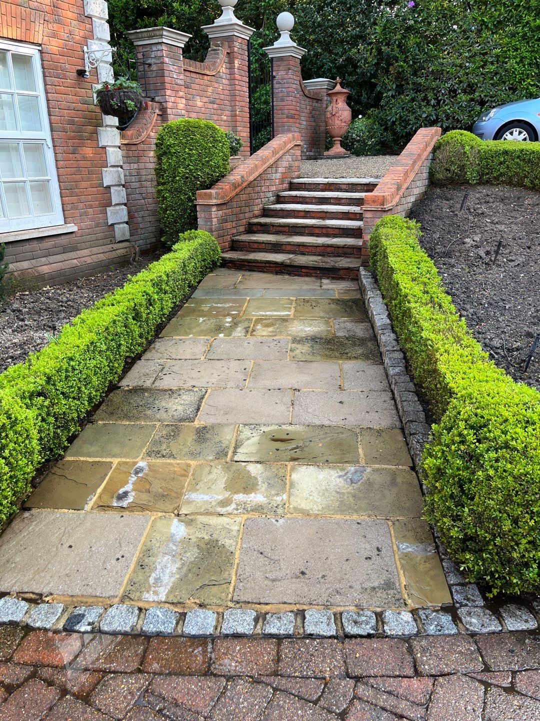 Driveway and stonework cleaning. using honda 21 ltr/min by Ges Exterior Cleaning ltd